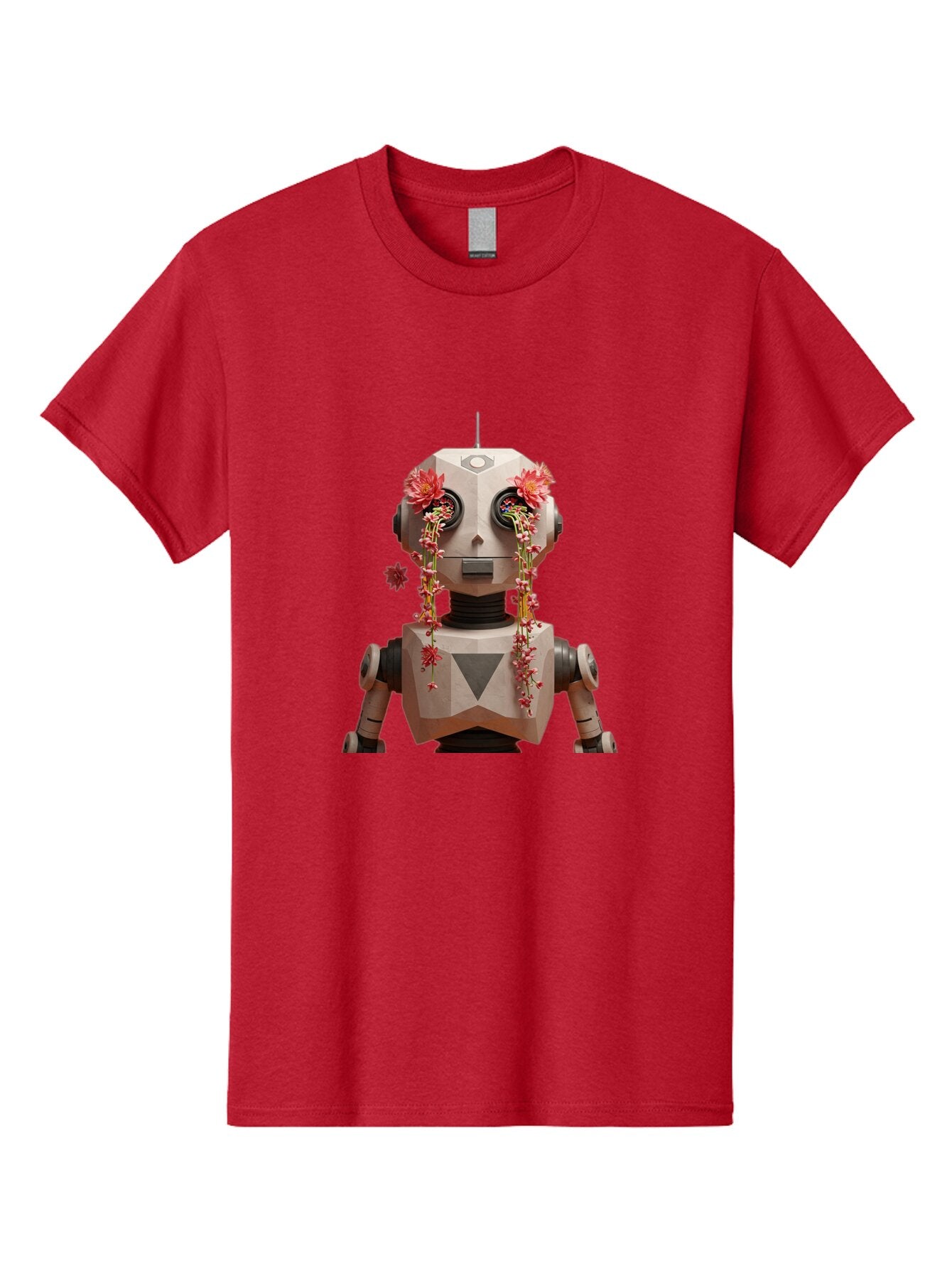 Robot-With-Flowers-1 Men'S Graphic Tee, 100% Cotton, Comfortable Casual Summer Wear, Machine Washable, Vintage Camera, Old Camera, Antique Camera, Black Camera, Classic Photography, Photography Equipment, Nostalgic Device, Film Camera, Bap954 3