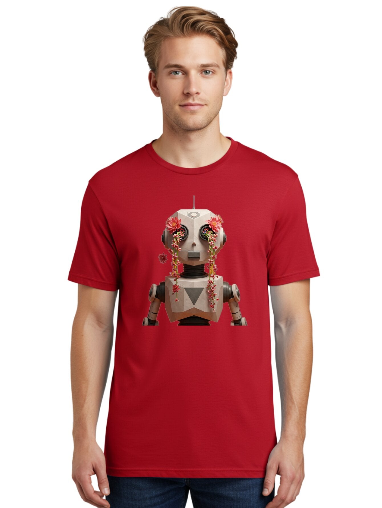 Robot-With-Flowers-1 Men'S Graphic Tee, 100% Cotton, Comfortable Casual Summer Wear, Machine Washable, Vintage Camera, Old Camera, Antique Camera, Black Camera, Classic Photography, Photography Equipment, Nostalgic Device, Film Camera, Bap954 22
