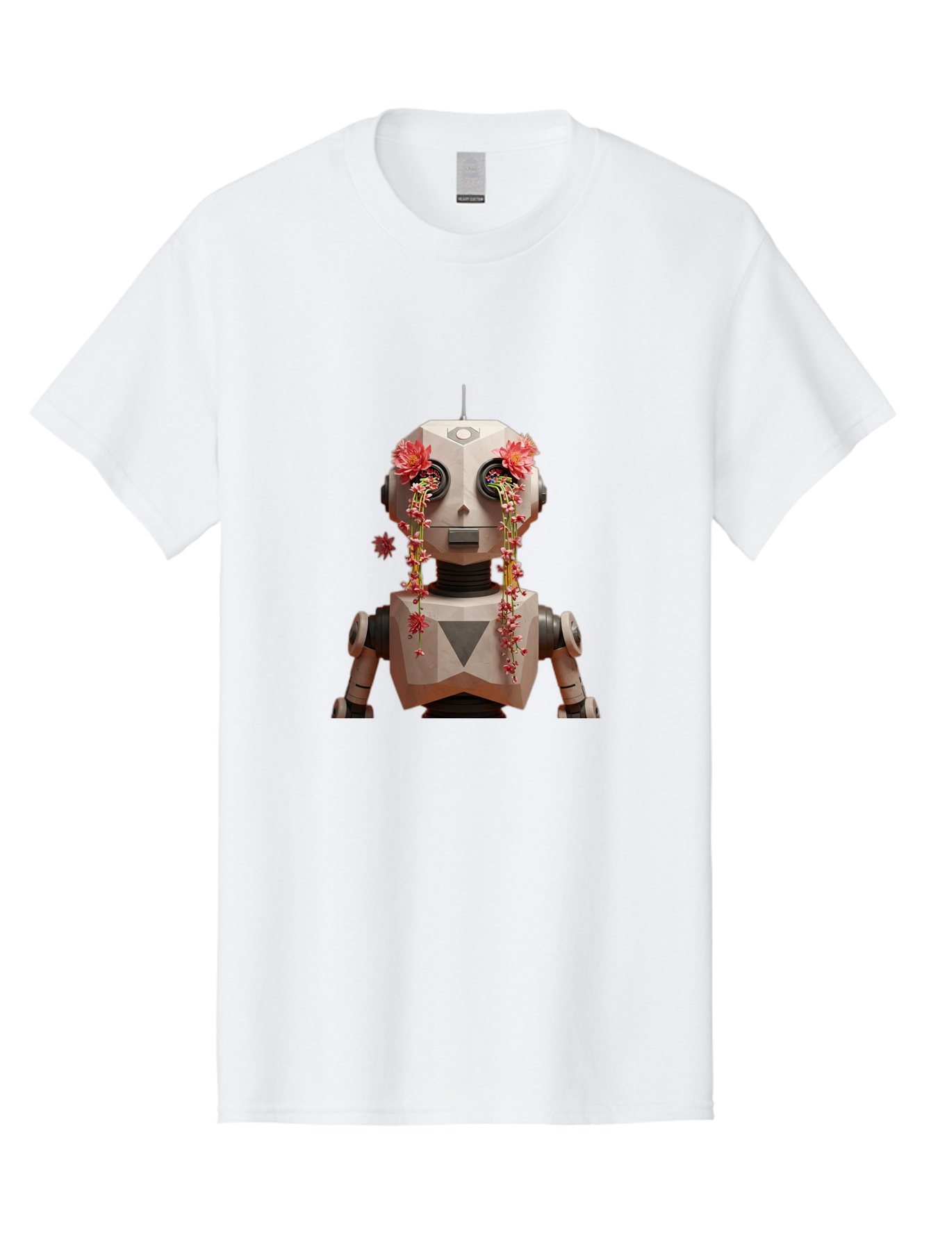 Robot-With-Flowers-1 Men'S Graphic Tee, 100% Cotton, Comfortable Casual Summer Wear, Machine Washable, Vintage Camera, Old Camera, Antique Camera, Black Camera, Classic Photography, Photography Equipment, Nostalgic Device, Film Camera, Bap954 11