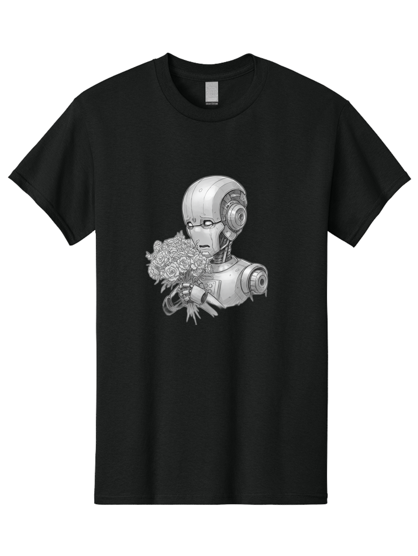 Robot-With-Flowers-2 Men'S Graphic Tee, 100% Cotton, Comfortable Casual Summer Wear, Machine Washable, Vintage Camera, Old Camera, Antique Camera, Black Camera, Classic Photography, Photography Equipment, Nostalgic Device, Film Camera, Bap955 13