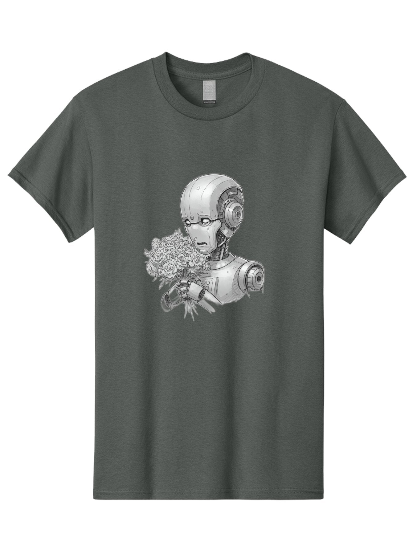 Robot-With-Flowers-2 Men'S Graphic Tee, 100% Cotton, Comfortable Casual Summer Wear, Machine Washable, Vintage Camera, Old Camera, Antique Camera, Black Camera, Classic Photography, Photography Equipment, Nostalgic Device, Film Camera, Bap955 9
