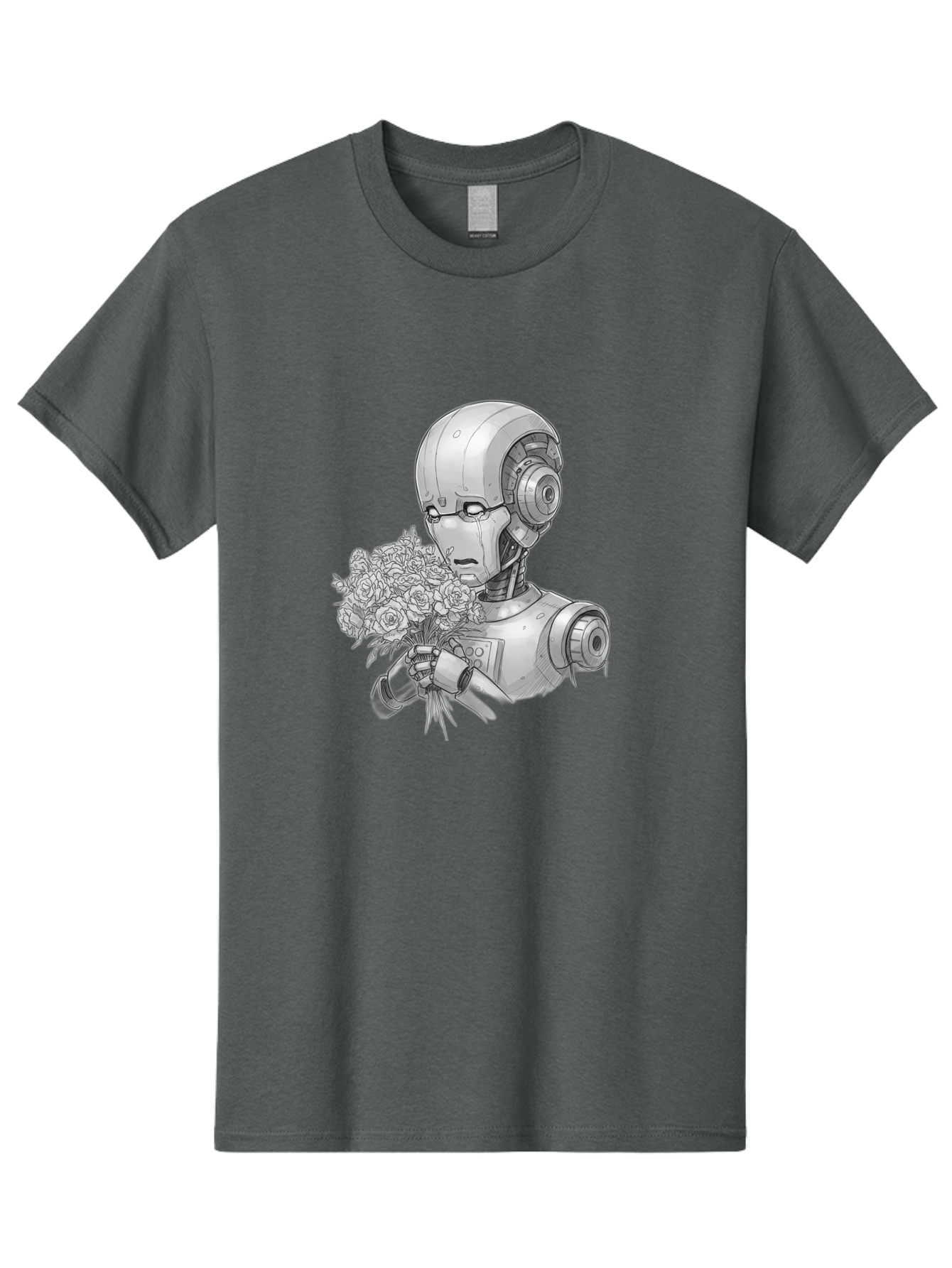 Robot-With-Flowers-2 Men'S Graphic Tee, 100% Cotton, Comfortable Casual Summer Wear, Machine Washable, Vintage Camera, Old Camera, Antique Camera, Black Camera, Classic Photography, Photography Equipment, Nostalgic Device, Film Camera, Bap955 12