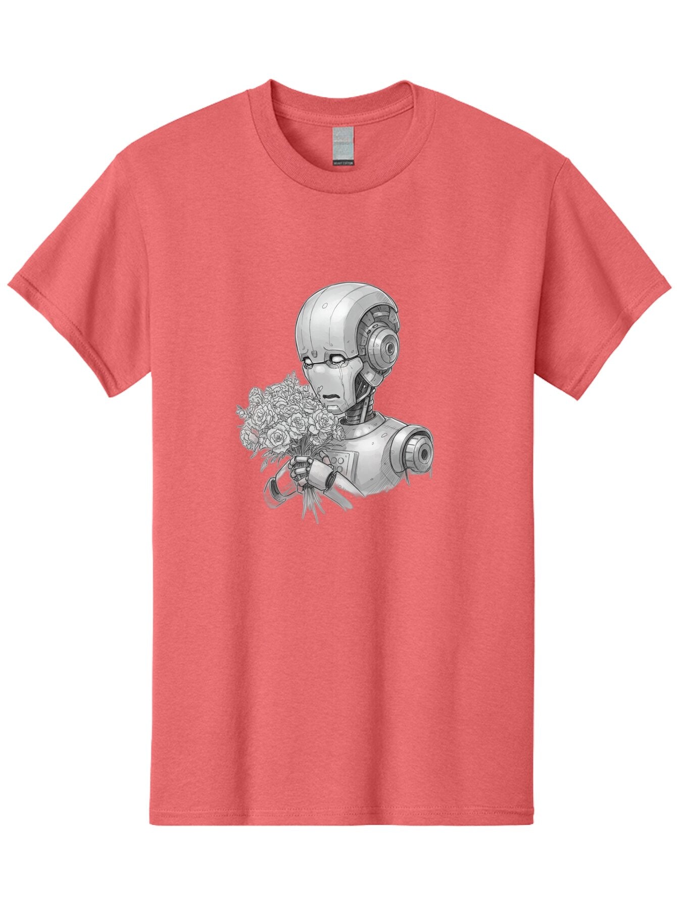 Robot-With-Flowers-2 Men'S Graphic Tee, 100% Cotton, Comfortable Casual Summer Wear, Machine Washable, Vintage Camera, Old Camera, Antique Camera, Black Camera, Classic Photography, Photography Equipment, Nostalgic Device, Film Camera, Bap955 8