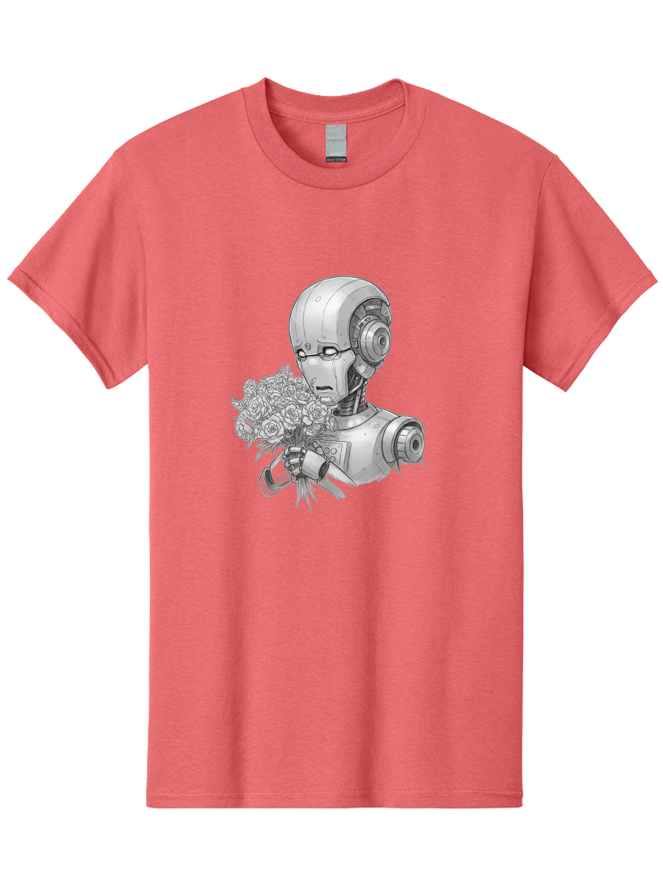Robot-With-Flowers-2 Men'S Graphic Tee, 100% Cotton, Comfortable Casual Summer Wear, Machine Washable, Vintage Camera, Old Camera, Antique Camera, Black Camera, Classic Photography, Photography Equipment, Nostalgic Device, Film Camera, Bap955 11