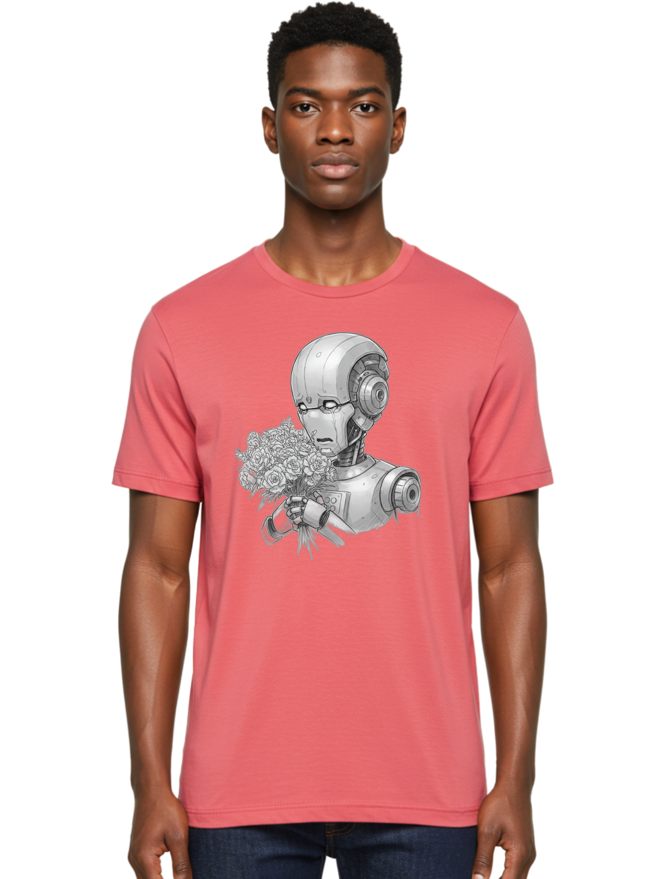 Robot-With-Flowers-2 Men'S Graphic Tee, 100% Cotton, Comfortable Casual Summer Wear, Machine Washable, Vintage Camera, Old Camera, Antique Camera, Black Camera, Classic Photography, Photography Equipment, Nostalgic Device, Film Camera, Bap955 26