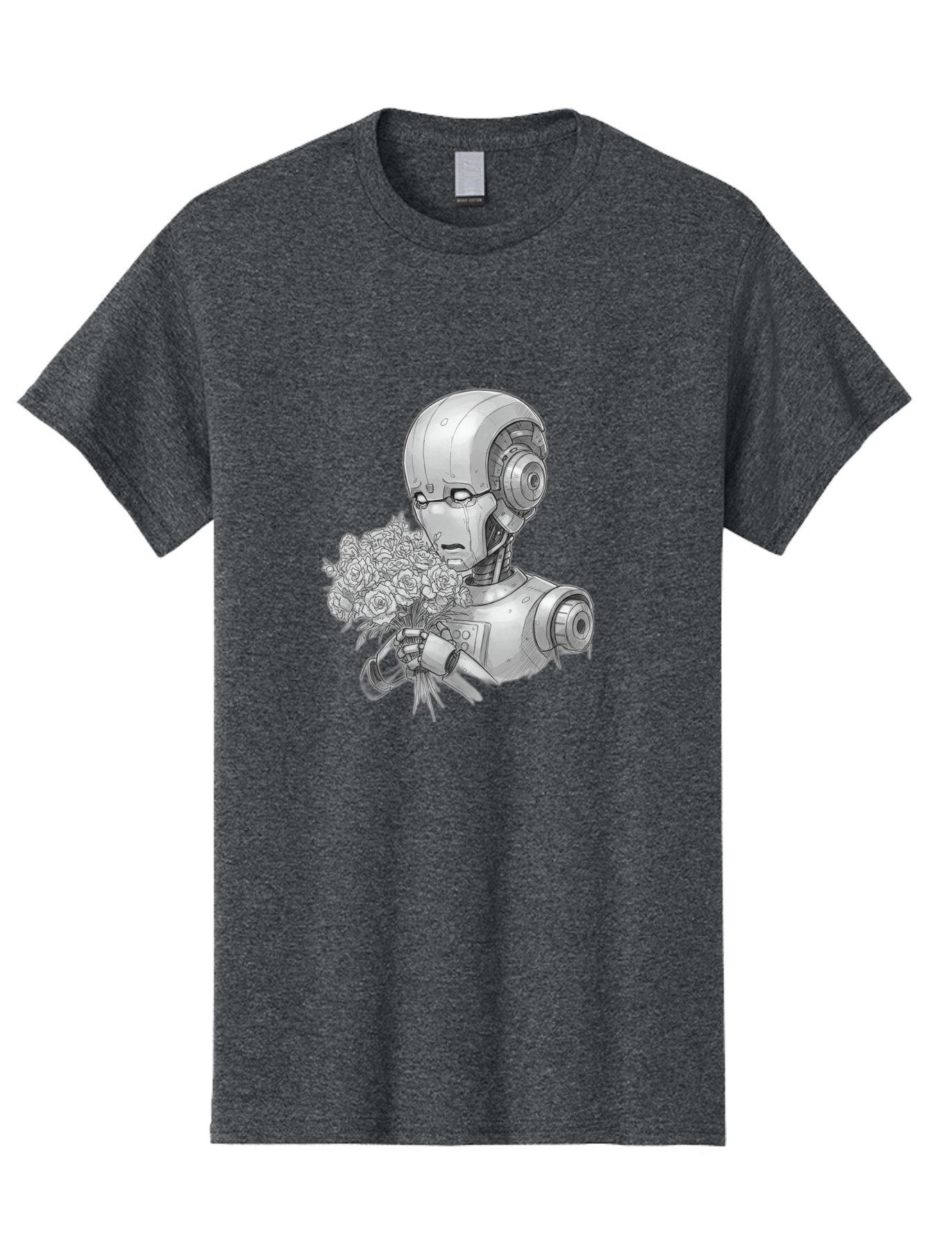 Robot-With-Flowers-2 Men'S Graphic Tee, 100% Cotton, Comfortable Casual Summer Wear, Machine Washable, Vintage Camera, Old Camera, Antique Camera, Black Camera, Classic Photography, Photography Equipment, Nostalgic Device, Film Camera, Bap955 6