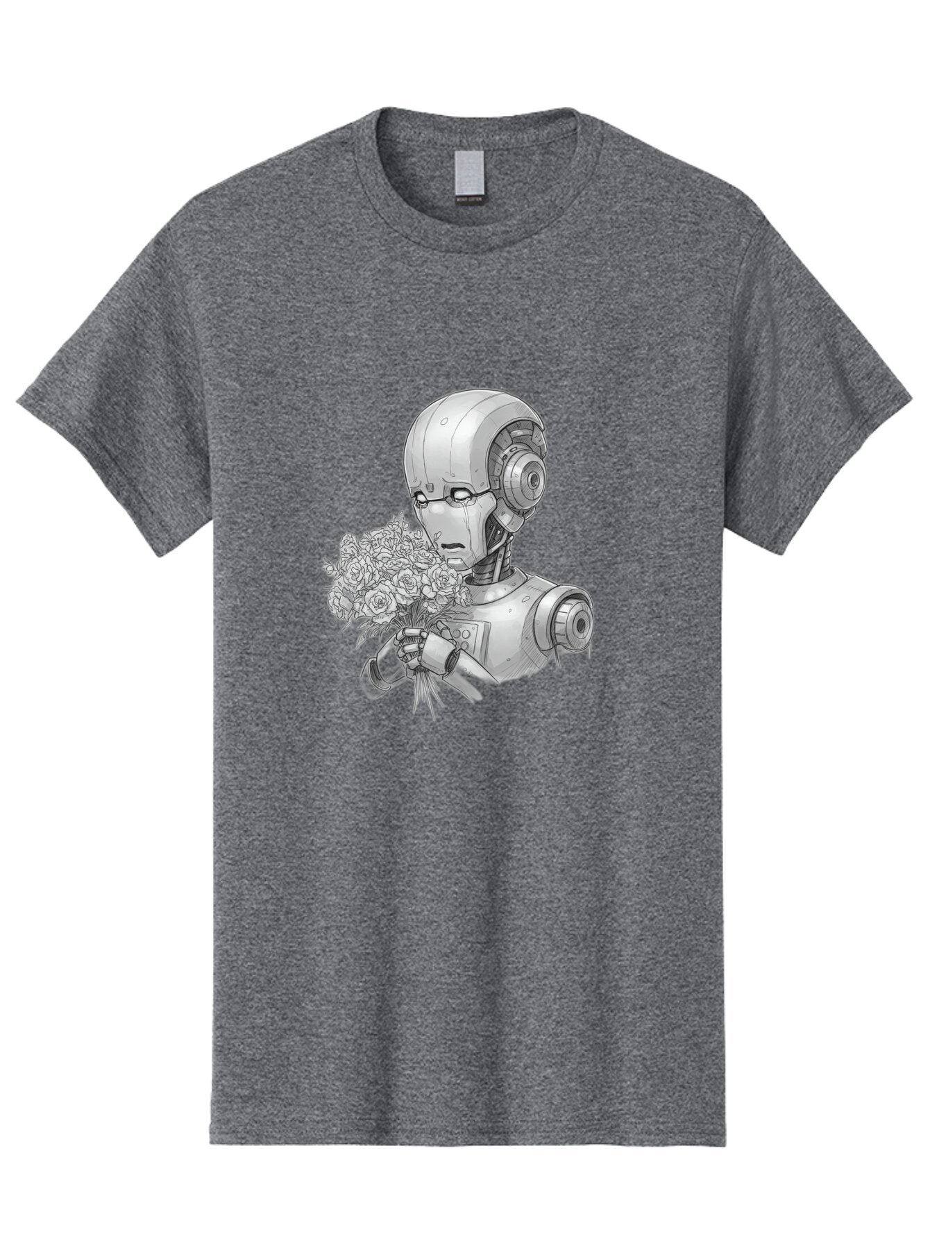 Robot-With-Flowers-2 Men'S Graphic Tee, 100% Cotton, Comfortable Casual Summer Wear, Machine Washable, Vintage Camera, Old Camera, Antique Camera, Black Camera, Classic Photography, Photography Equipment, Nostalgic Device, Film Camera, Bap955 7