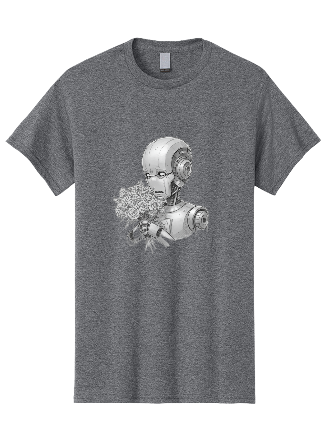 Robot-With-Flowers-2 Men'S Graphic Tee, 100% Cotton, Comfortable Casual Summer Wear, Machine Washable, Vintage Camera, Old Camera, Antique Camera, Black Camera, Classic Photography, Photography Equipment, Nostalgic Device, Film Camera, Bap955 6
