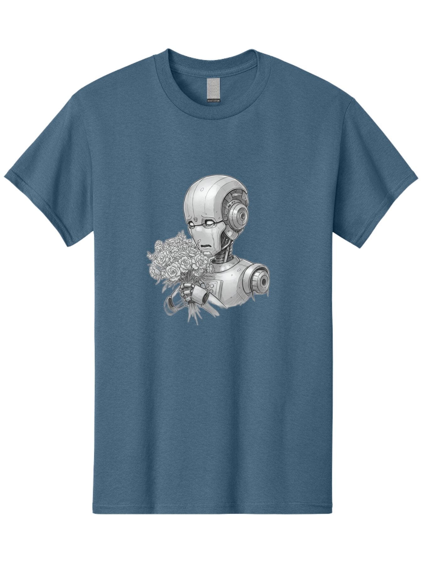Robot-With-Flowers-2 Men'S Graphic Tee, 100% Cotton, Comfortable Casual Summer Wear, Machine Washable, Vintage Camera, Old Camera, Antique Camera, Black Camera, Classic Photography, Photography Equipment, Nostalgic Device, Film Camera, Bap955 15