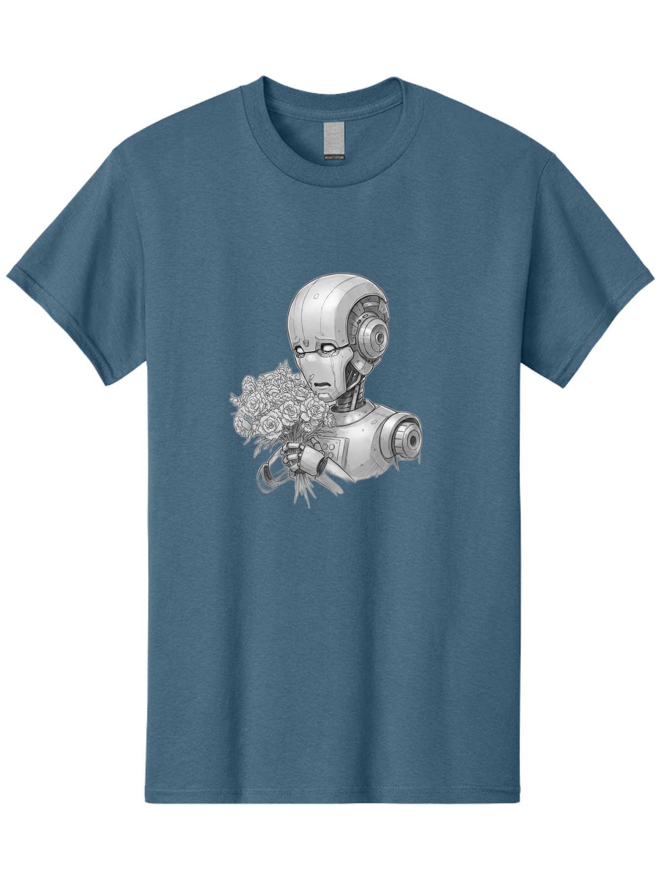 Robot-With-Flowers-2 Men'S Graphic Tee, 100% Cotton, Comfortable Casual Summer Wear, Machine Washable, Vintage Camera, Old Camera, Antique Camera, Black Camera, Classic Photography, Photography Equipment, Nostalgic Device, Film Camera, Bap955 10