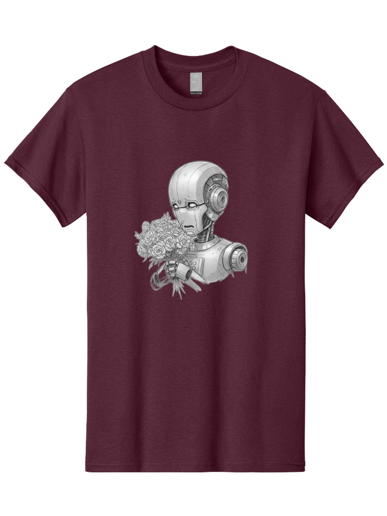 Robot-With-Flowers-2 Men'S Graphic Tee, 100% Cotton, Comfortable Casual Summer Wear, Machine Washable, Vintage Camera, Old Camera, Antique Camera, Black Camera, Classic Photography, Photography Equipment, Nostalgic Device, Film Camera, Bap955 3
