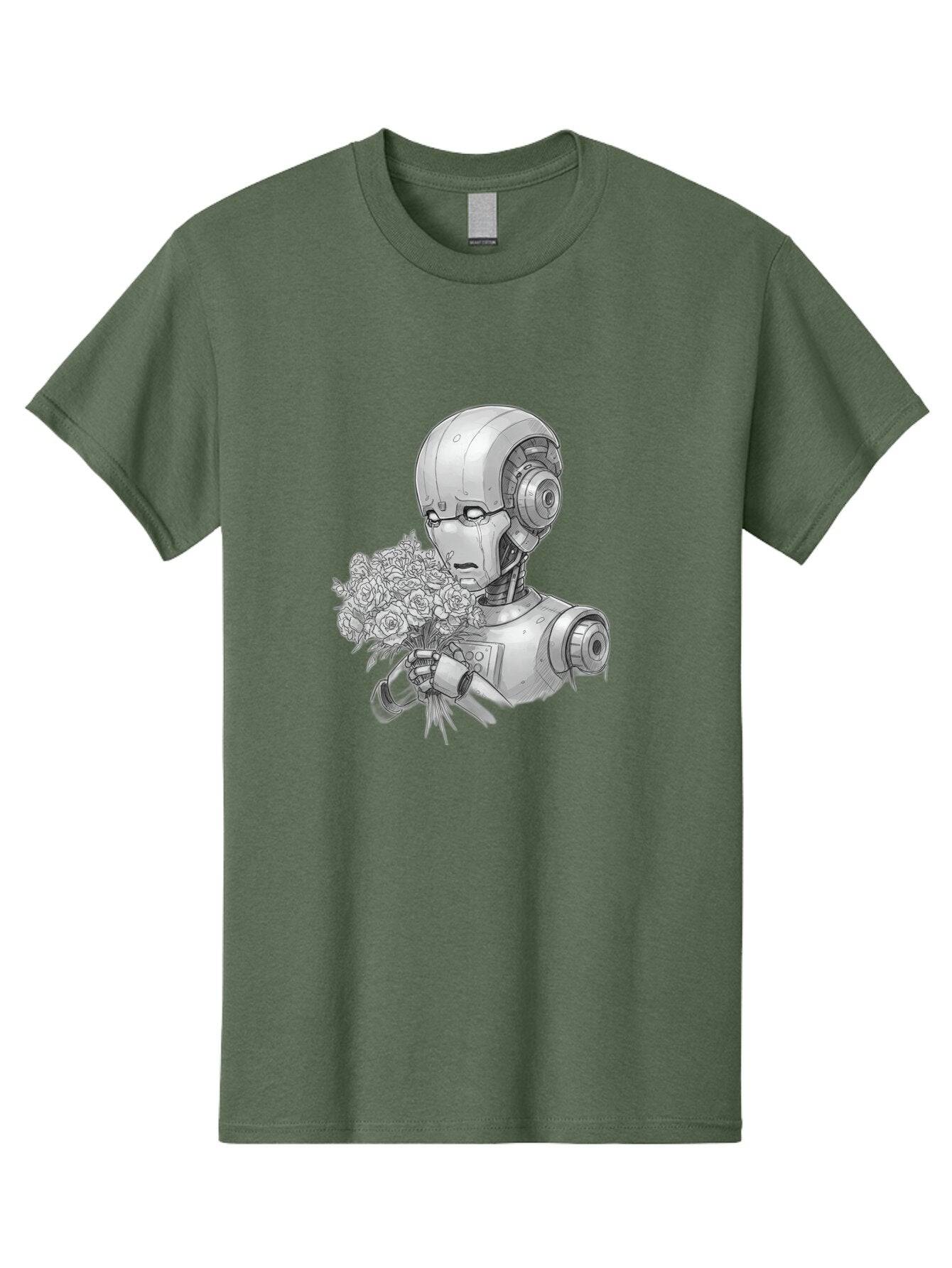 Robot-With-Flowers-2 Men'S Graphic Tee, 100% Cotton, Comfortable Casual Summer Wear, Machine Washable, Vintage Camera, Old Camera, Antique Camera, Black Camera, Classic Photography, Photography Equipment, Nostalgic Device, Film Camera, Bap955 12