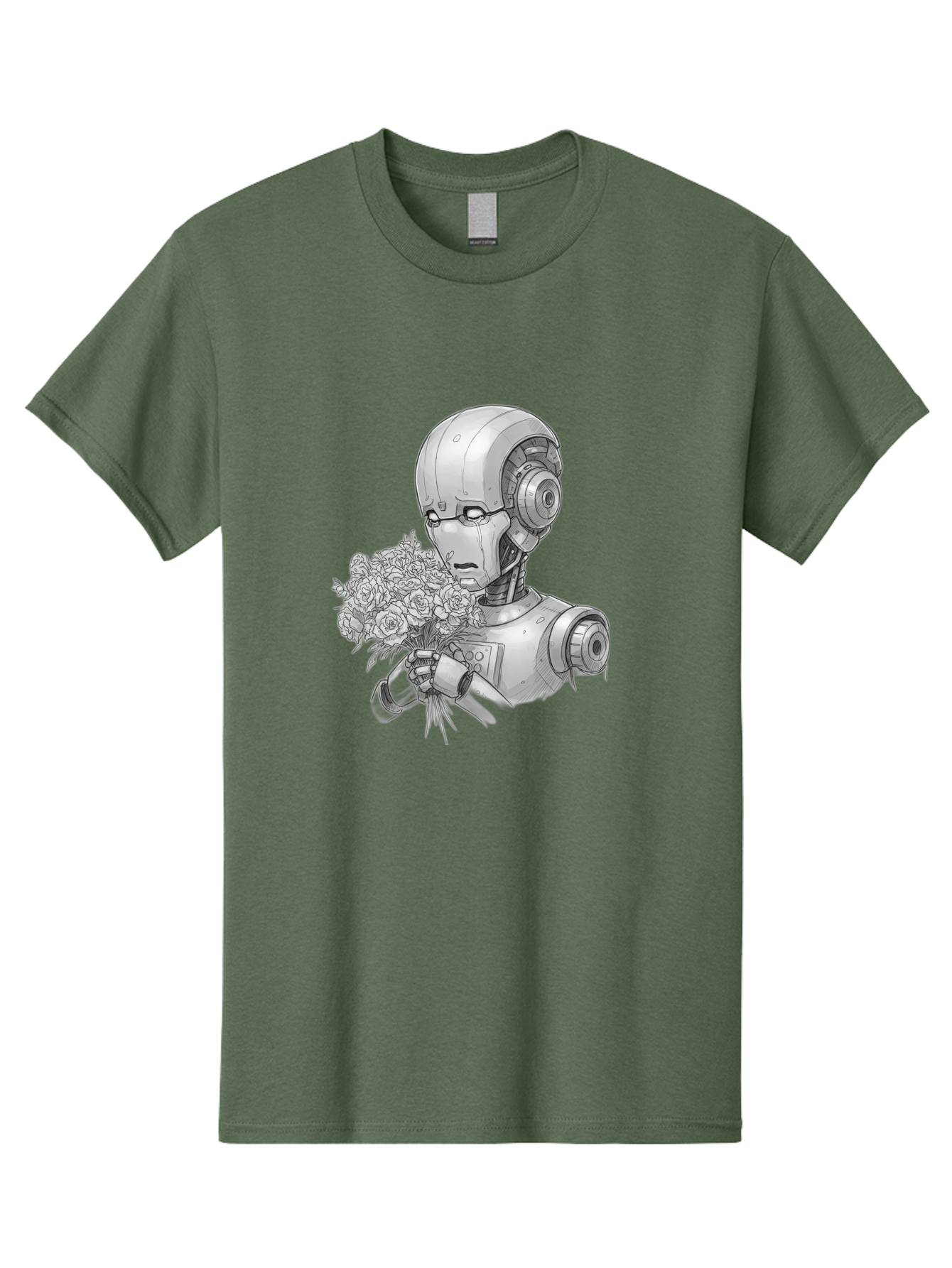 Robot-With-Flowers-2 Men'S Graphic Tee, 100% Cotton, Comfortable Casual Summer Wear, Machine Washable, Vintage Camera, Old Camera, Antique Camera, Black Camera, Classic Photography, Photography Equipment, Nostalgic Device, Film Camera, Bap955 5