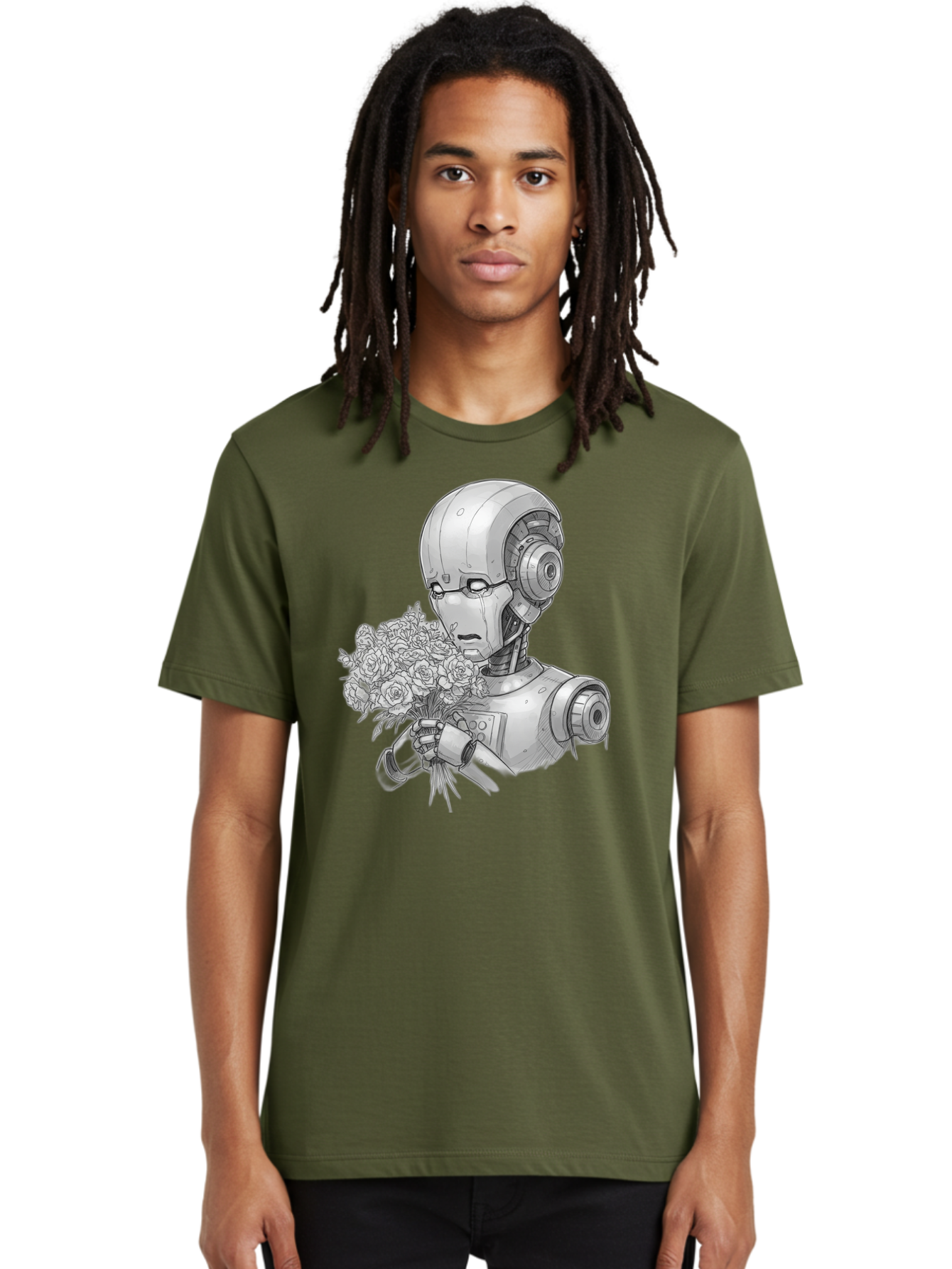 Robot-With-Flowers-2 Men'S Graphic Tee, 100% Cotton, Comfortable Casual Summer Wear, Machine Washable, Vintage Camera, Old Camera, Antique Camera, Black Camera, Classic Photography, Photography Equipment, Nostalgic Device, Film Camera, Bap955 20