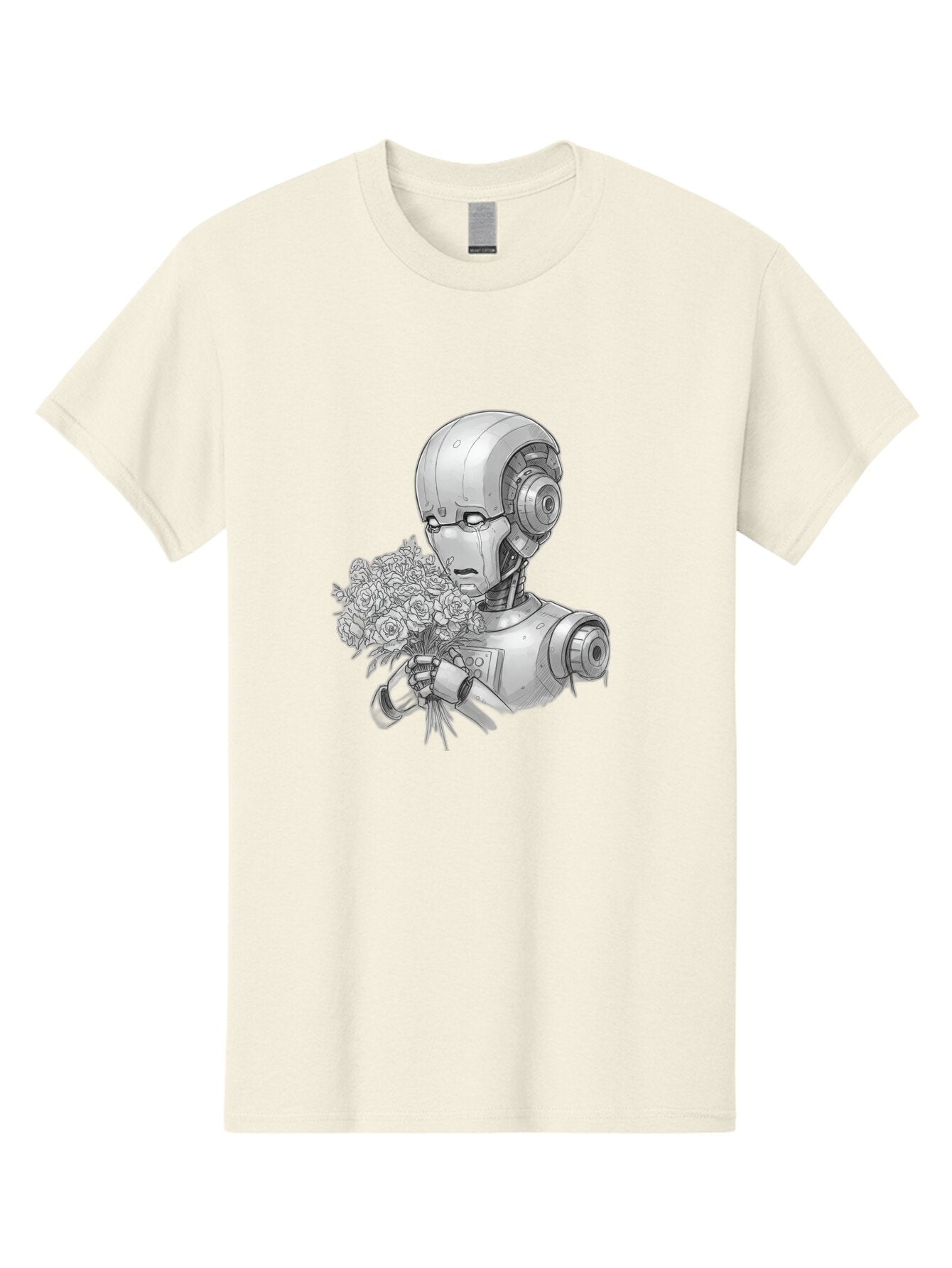 Robot-With-Flowers-2 Men'S Graphic Tee, 100% Cotton, Comfortable Casual Summer Wear, Machine Washable, Vintage Camera, Old Camera, Antique Camera, Black Camera, Classic Photography, Photography Equipment, Nostalgic Device, Film Camera, Bap955 13