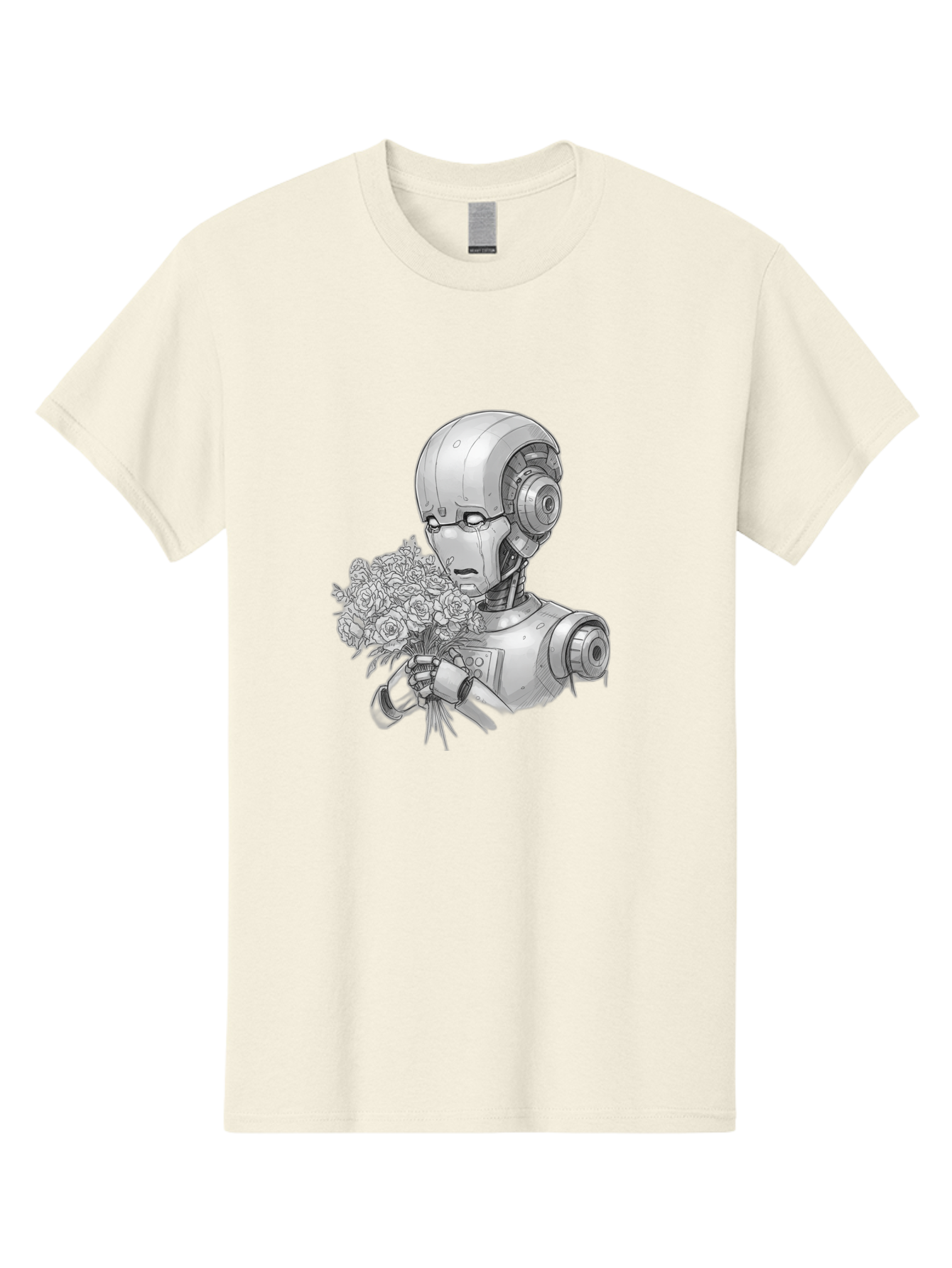 Robot-With-Flowers-2 Men'S Graphic Tee, 100% Cotton, Comfortable Casual Summer Wear, Machine Washable, Vintage Camera, Old Camera, Antique Camera, Black Camera, Classic Photography, Photography Equipment, Nostalgic Device, Film Camera, Bap955 14