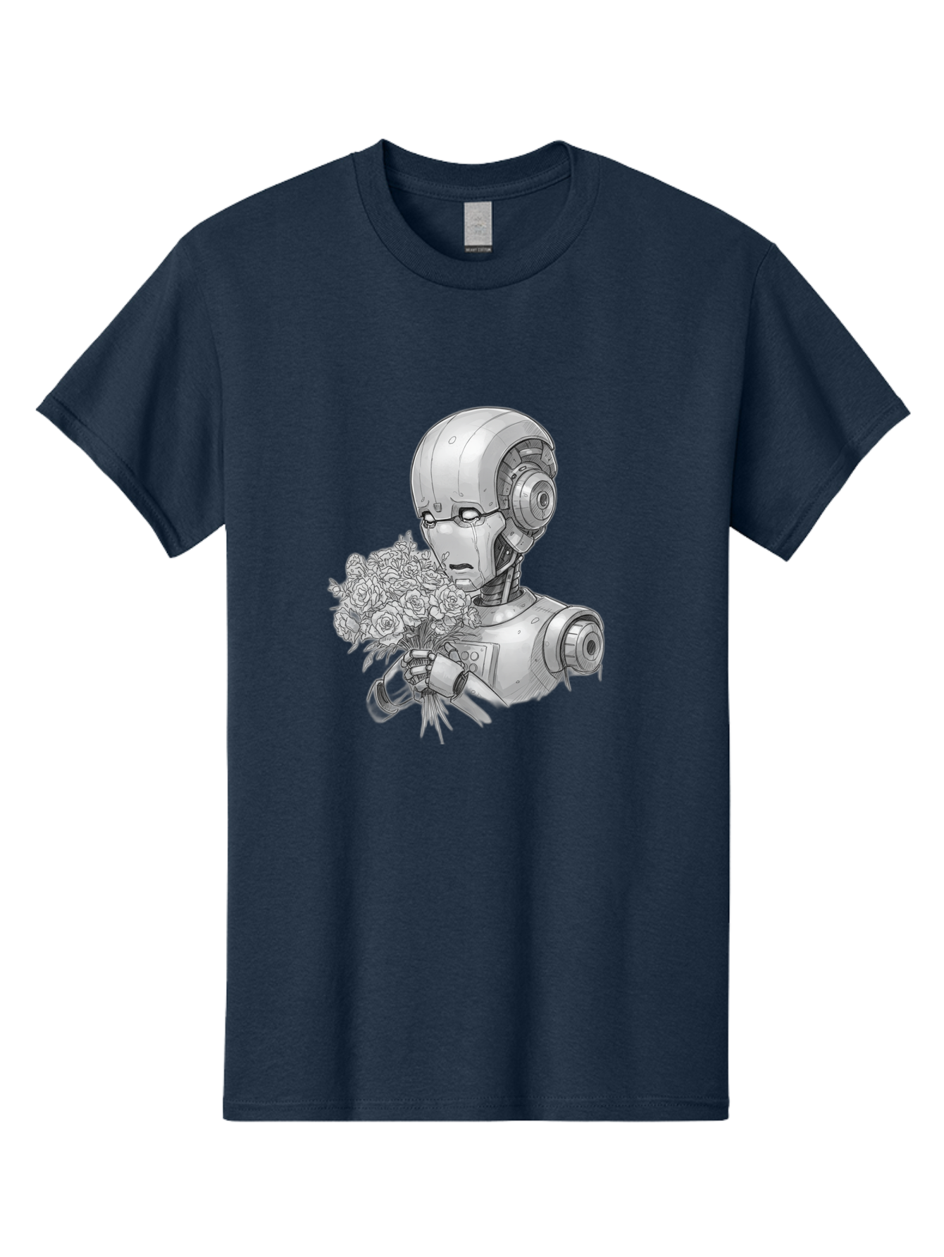 Robot-With-Flowers-2 Men'S Graphic Tee, 100% Cotton, Comfortable Casual Summer Wear, Machine Washable, Vintage Camera, Old Camera, Antique Camera, Black Camera, Classic Photography, Photography Equipment, Nostalgic Device, Film Camera, Bap955 15