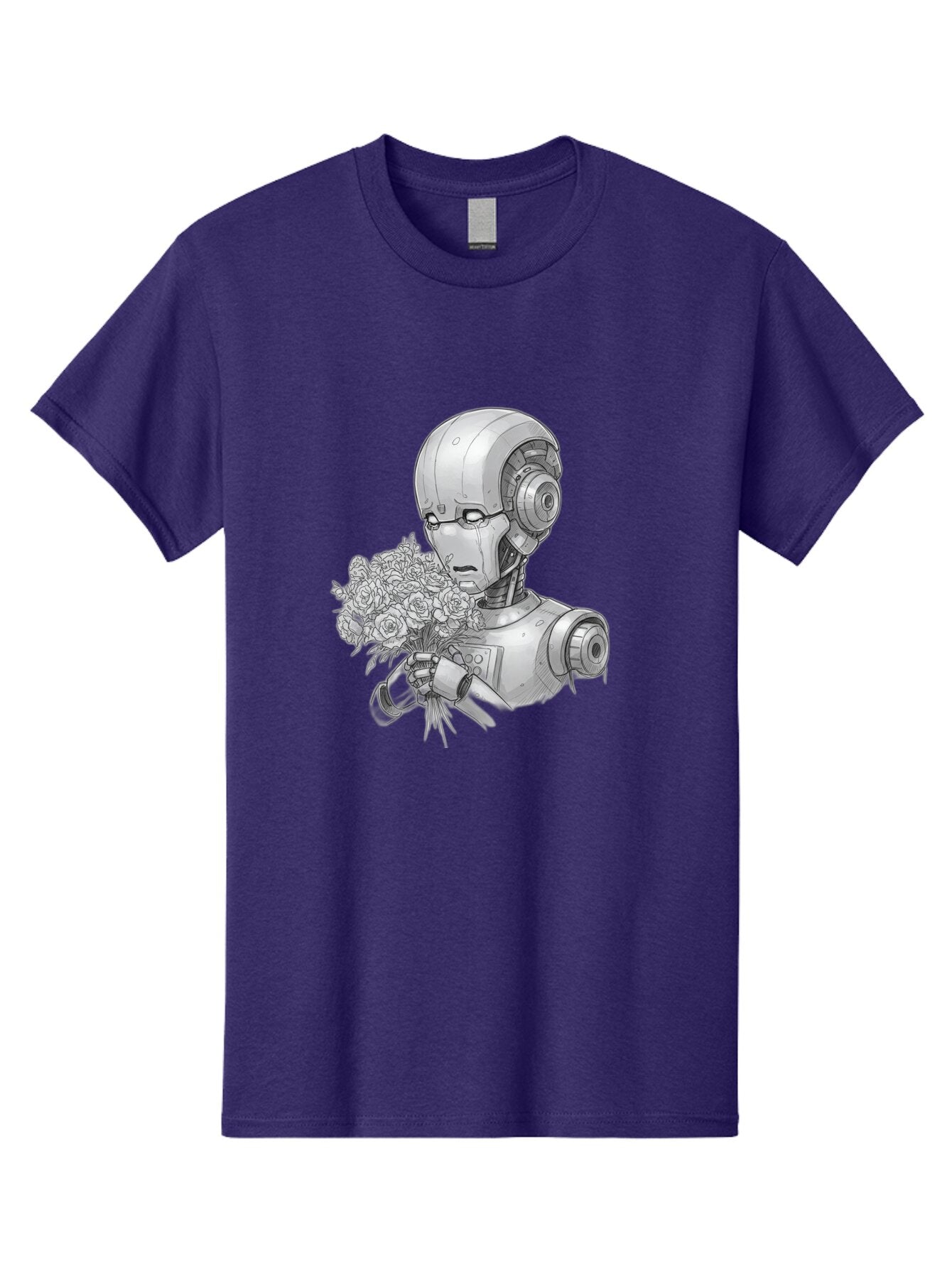 Robot-With-Flowers-2 Men'S Graphic Tee, 100% Cotton, Comfortable Casual Summer Wear, Machine Washable, Vintage Camera, Old Camera, Antique Camera, Black Camera, Classic Photography, Photography Equipment, Nostalgic Device, Film Camera, Bap955 11