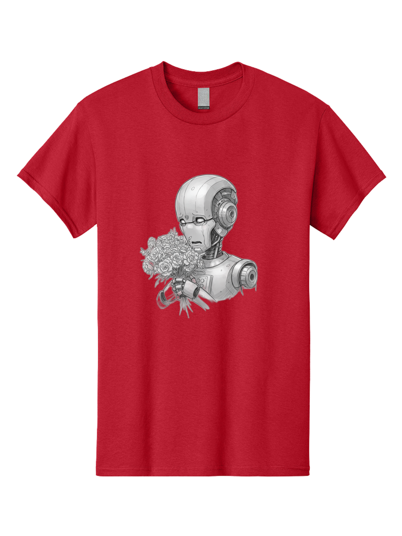Robot-With-Flowers-2 Men'S Graphic Tee, 100% Cotton, Comfortable Casual Summer Wear, Machine Washable, Vintage Camera, Old Camera, Antique Camera, Black Camera, Classic Photography, Photography Equipment, Nostalgic Device, Film Camera, Bap955 4