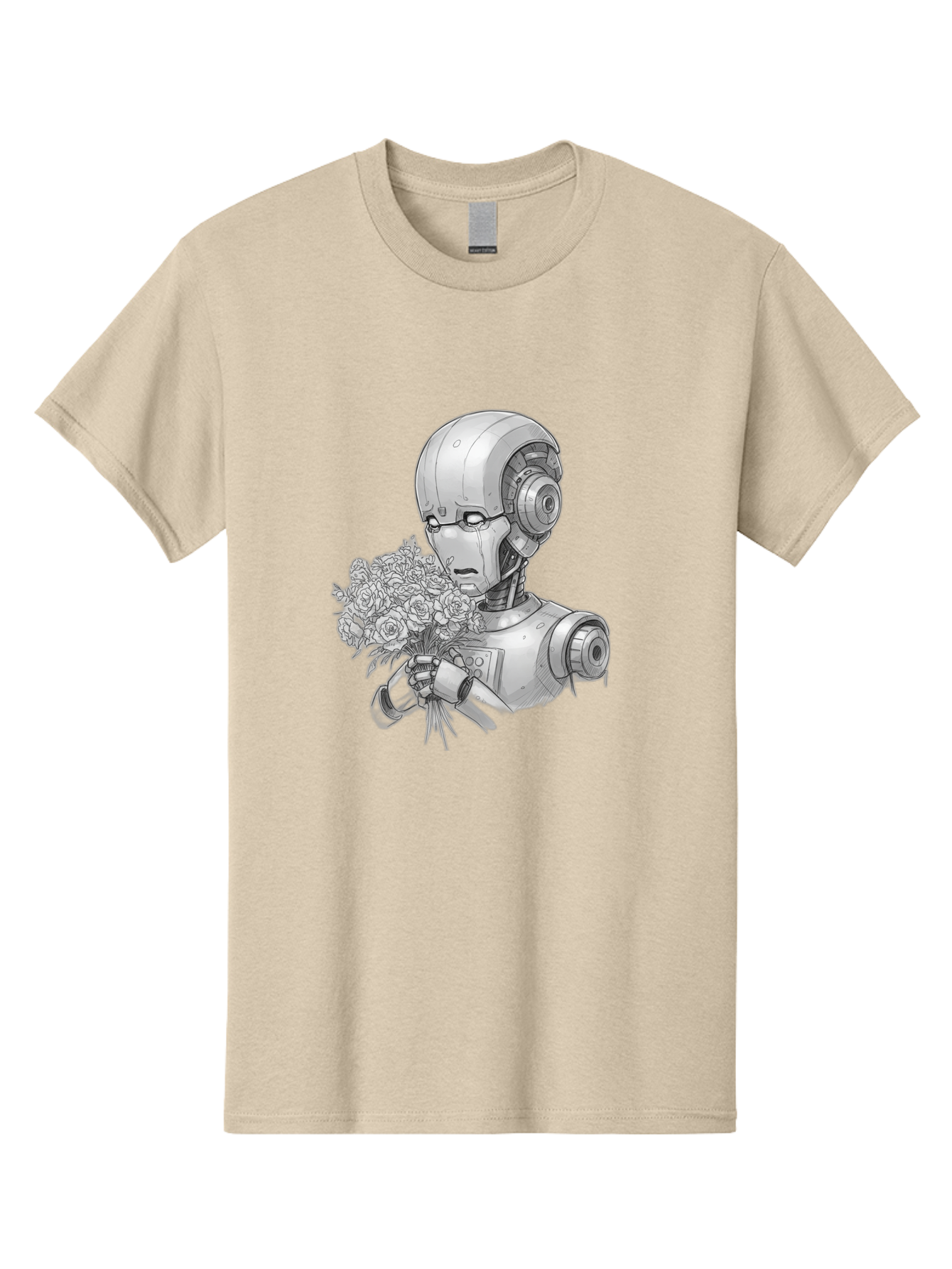 Robot-With-Flowers-2 Men'S Graphic Tee, 100% Cotton, Comfortable Casual Summer Wear, Machine Washable, Vintage Camera, Old Camera, Antique Camera, Black Camera, Classic Photography, Photography Equipment, Nostalgic Device, Film Camera, Bap955 9