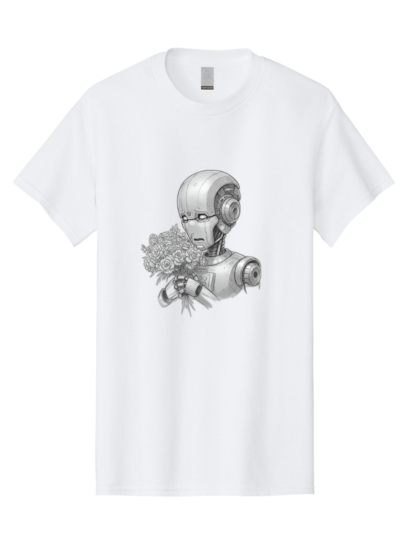 Robot-With-Flowers-2 Men'S Graphic Tee, 100% Cotton, Comfortable Casual Summer Wear, Machine Washable, Vintage Camera, Old Camera, Antique Camera, Black Camera, Classic Photography, Photography Equipment, Nostalgic Device, Film Camera, Bap955 10