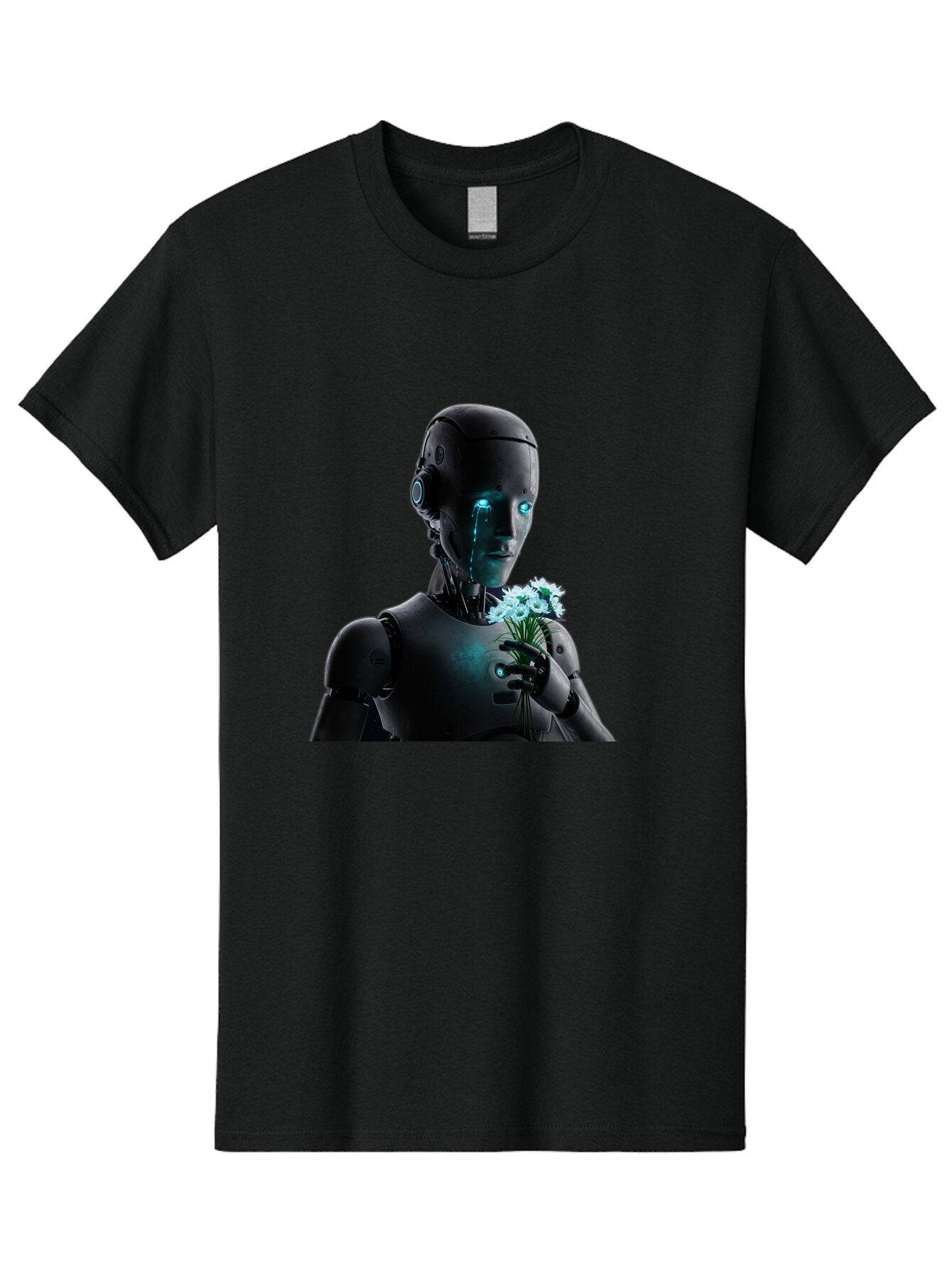 Robot-With-Flowers-3 Men'S Graphic Tee, 100% Cotton, Comfortable Casual Summer Wear, Machine Washable, Vintage Camera, Old Camera, Antique Camera, Black Camera, Classic Photography, Photography Equipment, Nostalgic Device, Film Camera, Bap956 14
