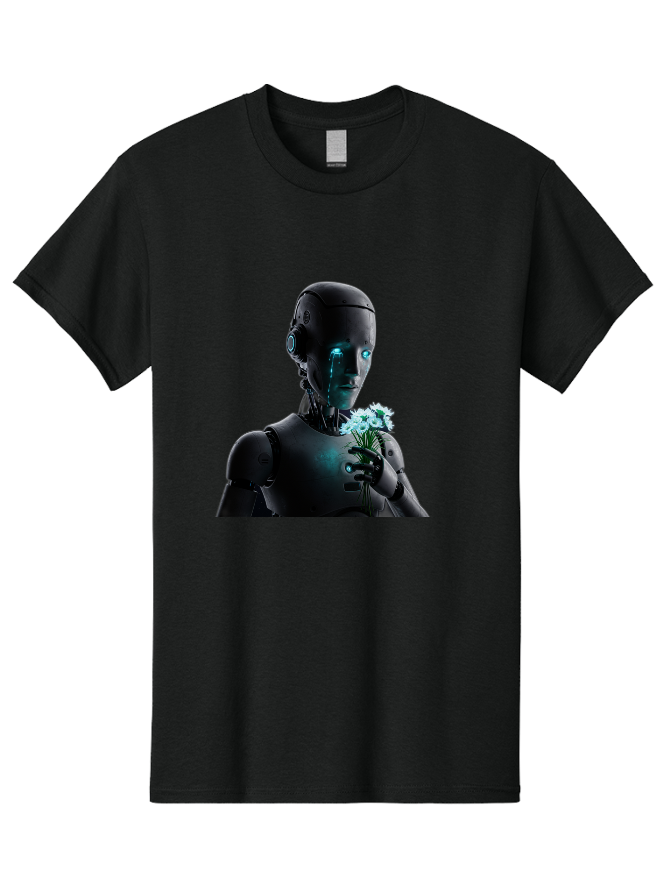 Robot-With-Flowers-3 Men'S Graphic Tee, 100% Cotton, Comfortable Casual Summer Wear, Machine Washable, Vintage Camera, Old Camera, Antique Camera, Black Camera, Classic Photography, Photography Equipment, Nostalgic Device, Film Camera, Bap956
