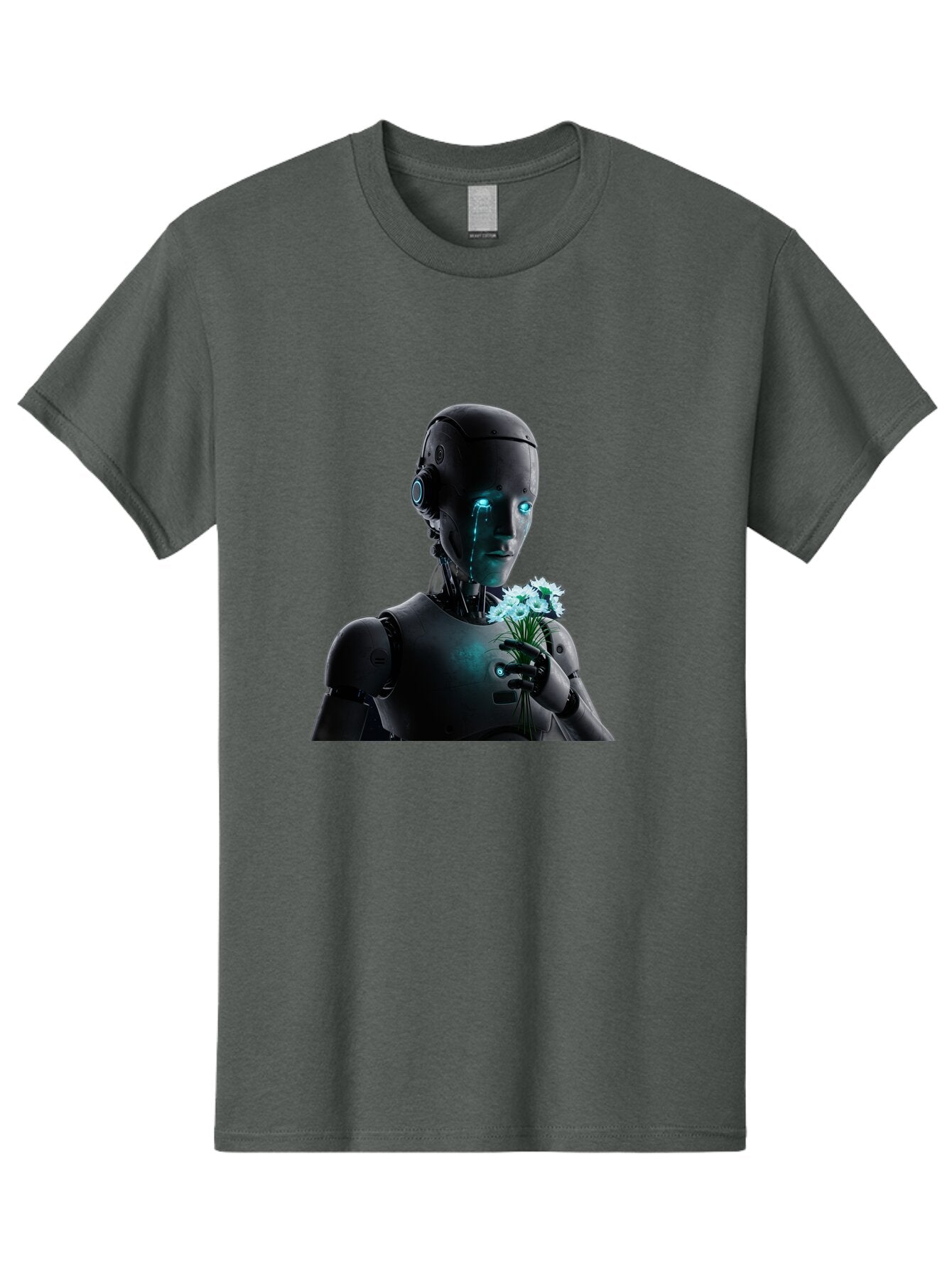 Robot-With-Flowers-3 Men'S Graphic Tee, 100% Cotton, Comfortable Casual Summer Wear, Machine Washable, Vintage Camera, Old Camera, Antique Camera, Black Camera, Classic Photography, Photography Equipment, Nostalgic Device, Film Camera, Bap956 10