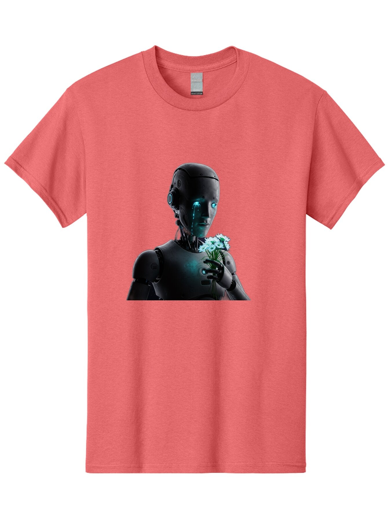 Robot-With-Flowers-3 Men'S Graphic Tee, 100% Cotton, Comfortable Casual Summer Wear, Machine Washable, Vintage Camera, Old Camera, Antique Camera, Black Camera, Classic Photography, Photography Equipment, Nostalgic Device, Film Camera, Bap956 3