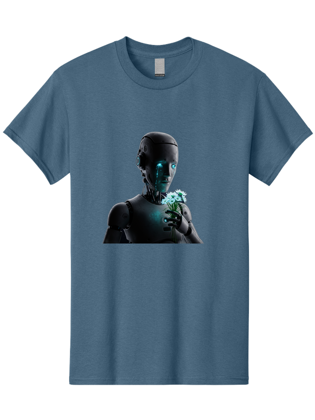 Robot-With-Flowers-3 Men'S Graphic Tee, 100% Cotton, Comfortable Casual Summer Wear, Machine Washable, Vintage Camera, Old Camera, Antique Camera, Black Camera, Classic Photography, Photography Equipment, Nostalgic Device, Film Camera, Bap956