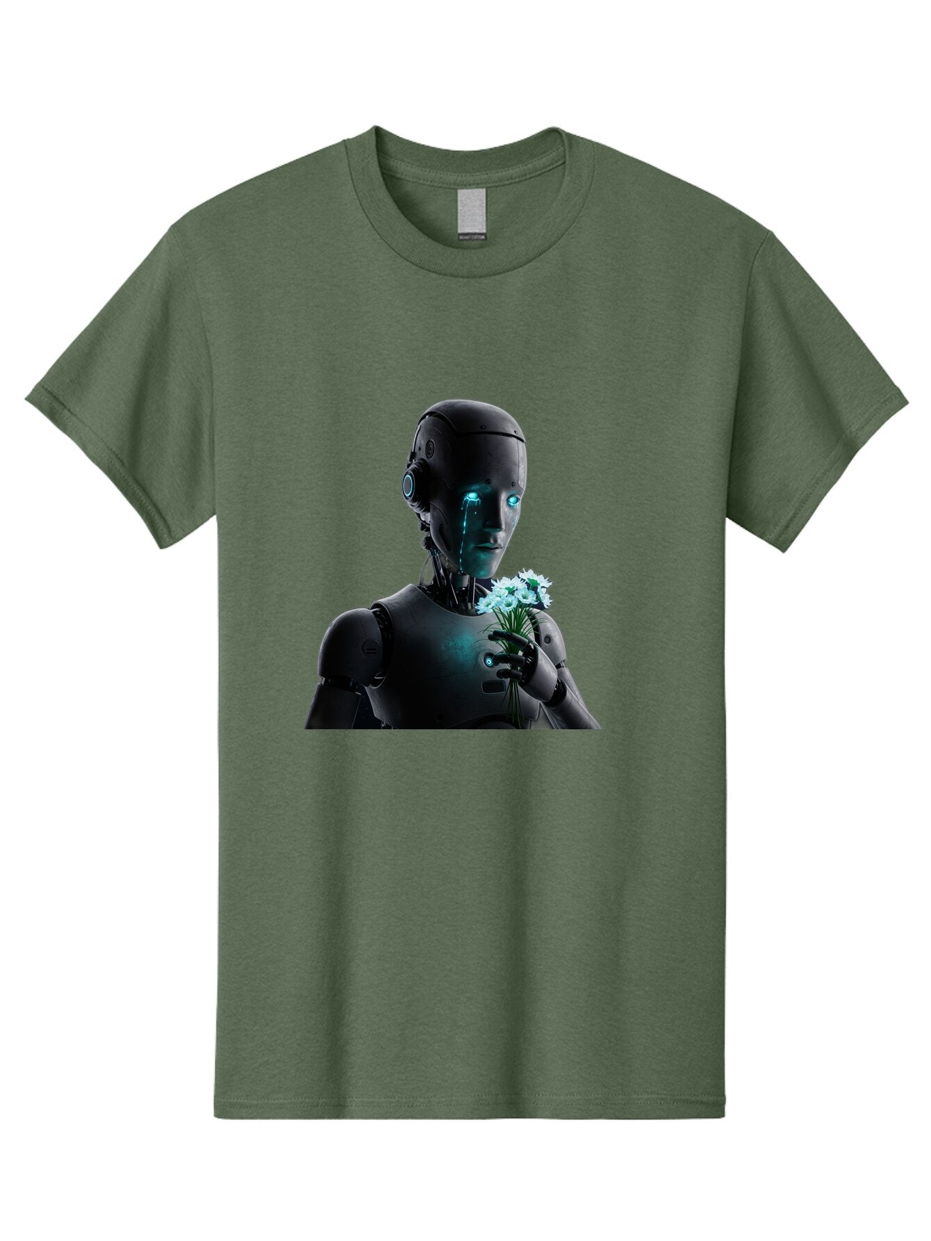 Robot-With-Flowers-3 Men'S Graphic Tee, 100% Cotton, Comfortable Casual Summer Wear, Machine Washable, Vintage Camera, Old Camera, Antique Camera, Black Camera, Classic Photography, Photography Equipment, Nostalgic Device, Film Camera, Bap956 5