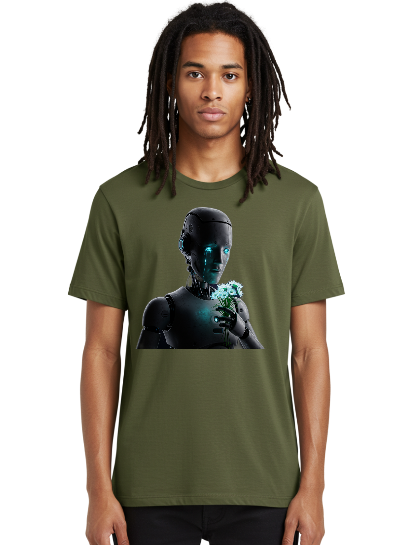 Robot-With-Flowers-3 Men'S Graphic Tee, 100% Cotton, Comfortable Casual Summer Wear, Machine Washable, Vintage Camera, Old Camera, Antique Camera, Black Camera, Classic Photography, Photography Equipment, Nostalgic Device, Film Camera, Bap956 28