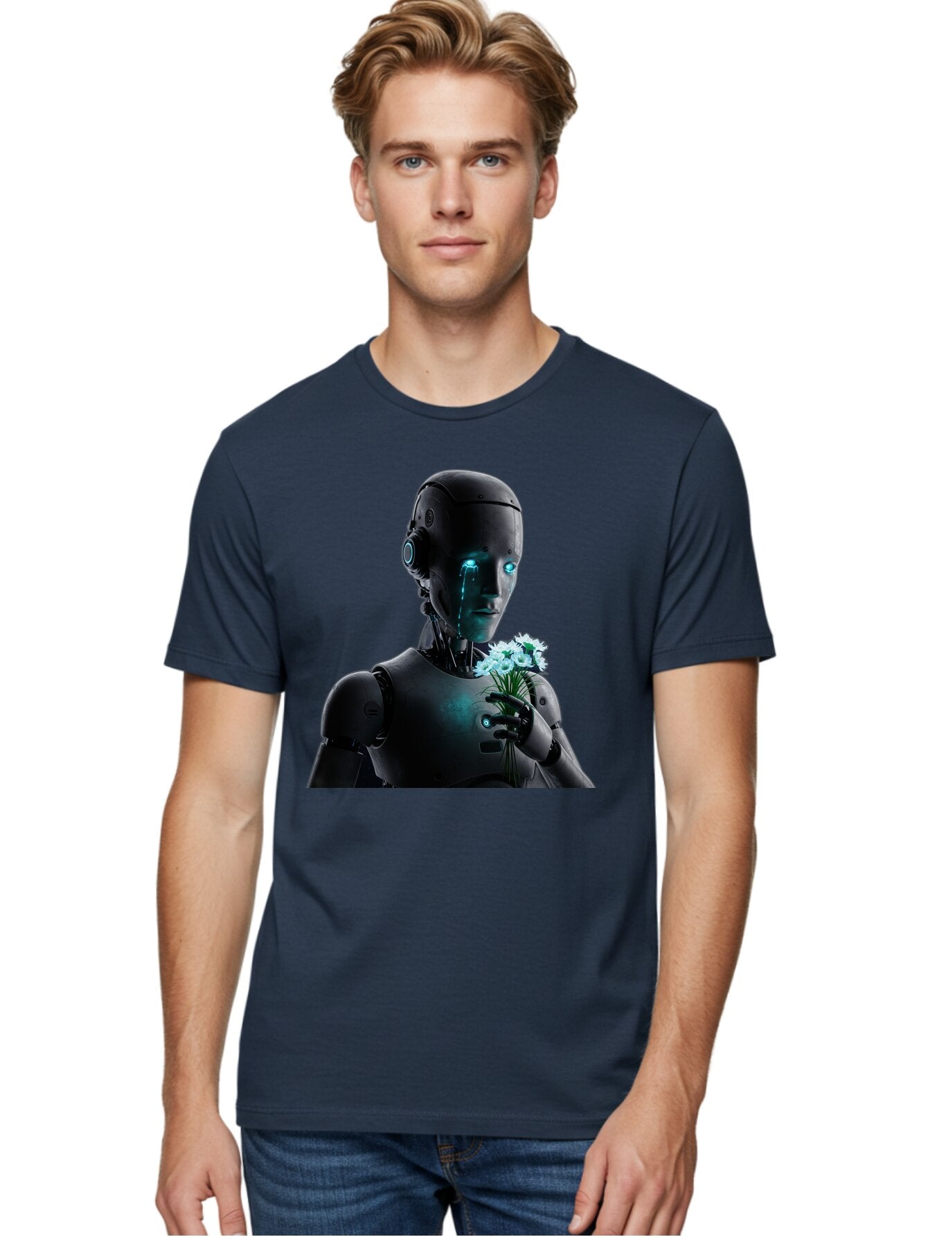 Robot-With-Flowers-3 Men'S Graphic Tee, 100% Cotton, Comfortable Casual Summer Wear, Machine Washable, Vintage Camera, Old Camera, Antique Camera, Black Camera, Classic Photography, Photography Equipment, Nostalgic Device, Film Camera, Bap956 28