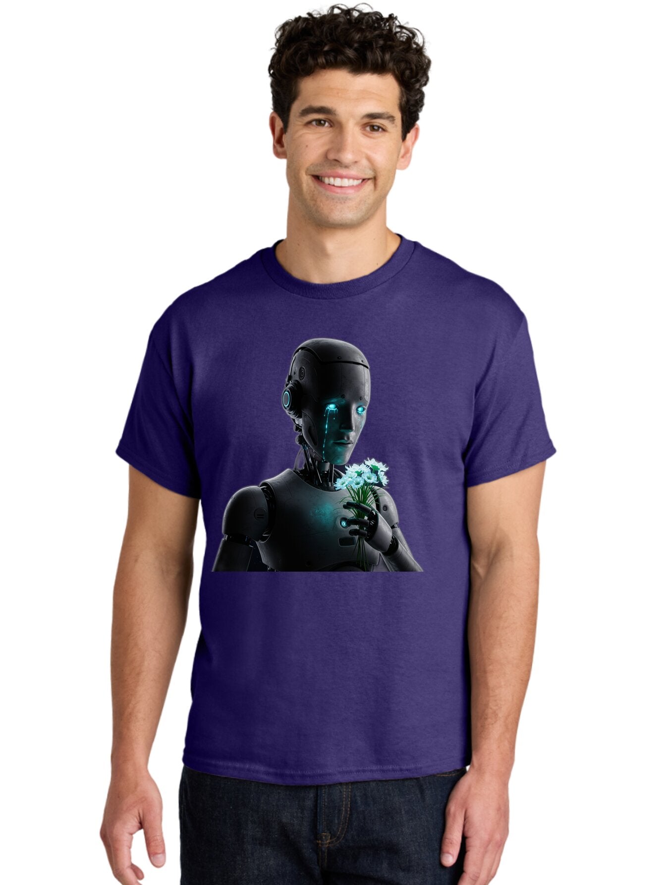 Robot-With-Flowers-3 Men'S Graphic Tee, 100% Cotton, Comfortable Casual Summer Wear, Machine Washable, Vintage Camera, Old Camera, Antique Camera, Black Camera, Classic Photography, Photography Equipment, Nostalgic Device, Film Camera, Bap956 20
