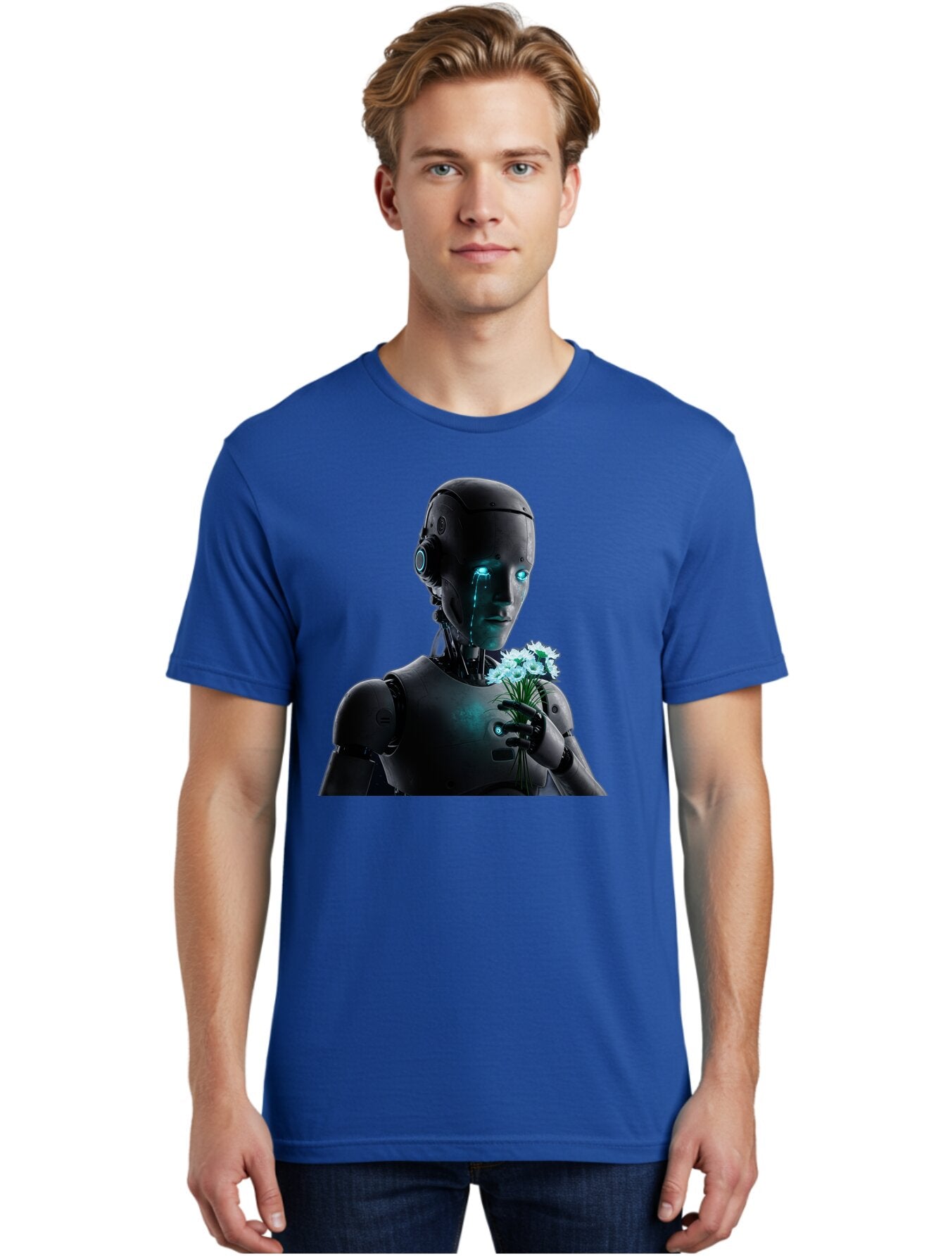 Robot-With-Flowers-3 Men'S Graphic Tee, 100% Cotton, Comfortable Casual Summer Wear, Machine Washable, Vintage Camera, Old Camera, Antique Camera, Black Camera, Classic Photography, Photography Equipment, Nostalgic Device, Film Camera, Bap956 24