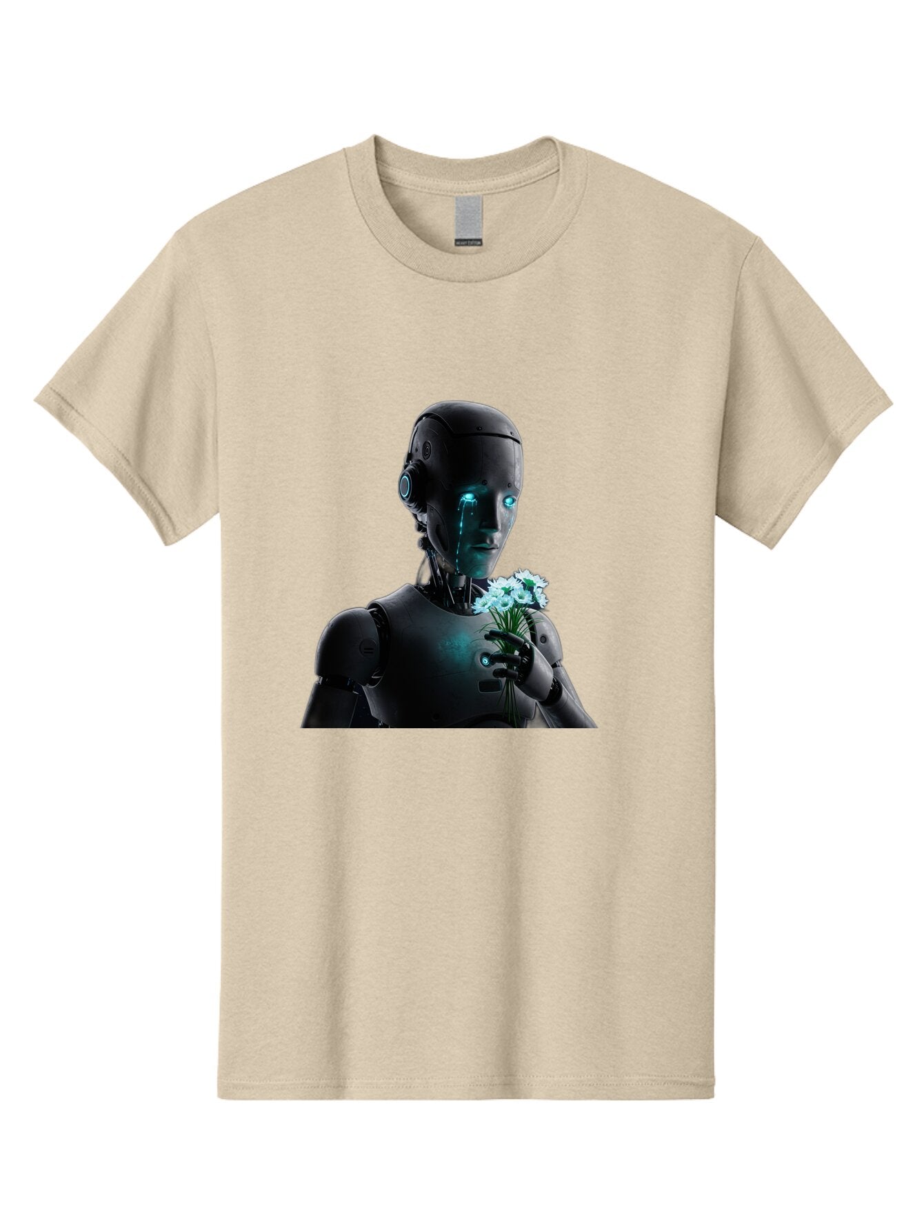 Robot-With-Flowers-3 Men'S Graphic Tee, 100% Cotton, Comfortable Casual Summer Wear, Machine Washable, Vintage Camera, Old Camera, Antique Camera, Black Camera, Classic Photography, Photography Equipment, Nostalgic Device, Film Camera, Bap956