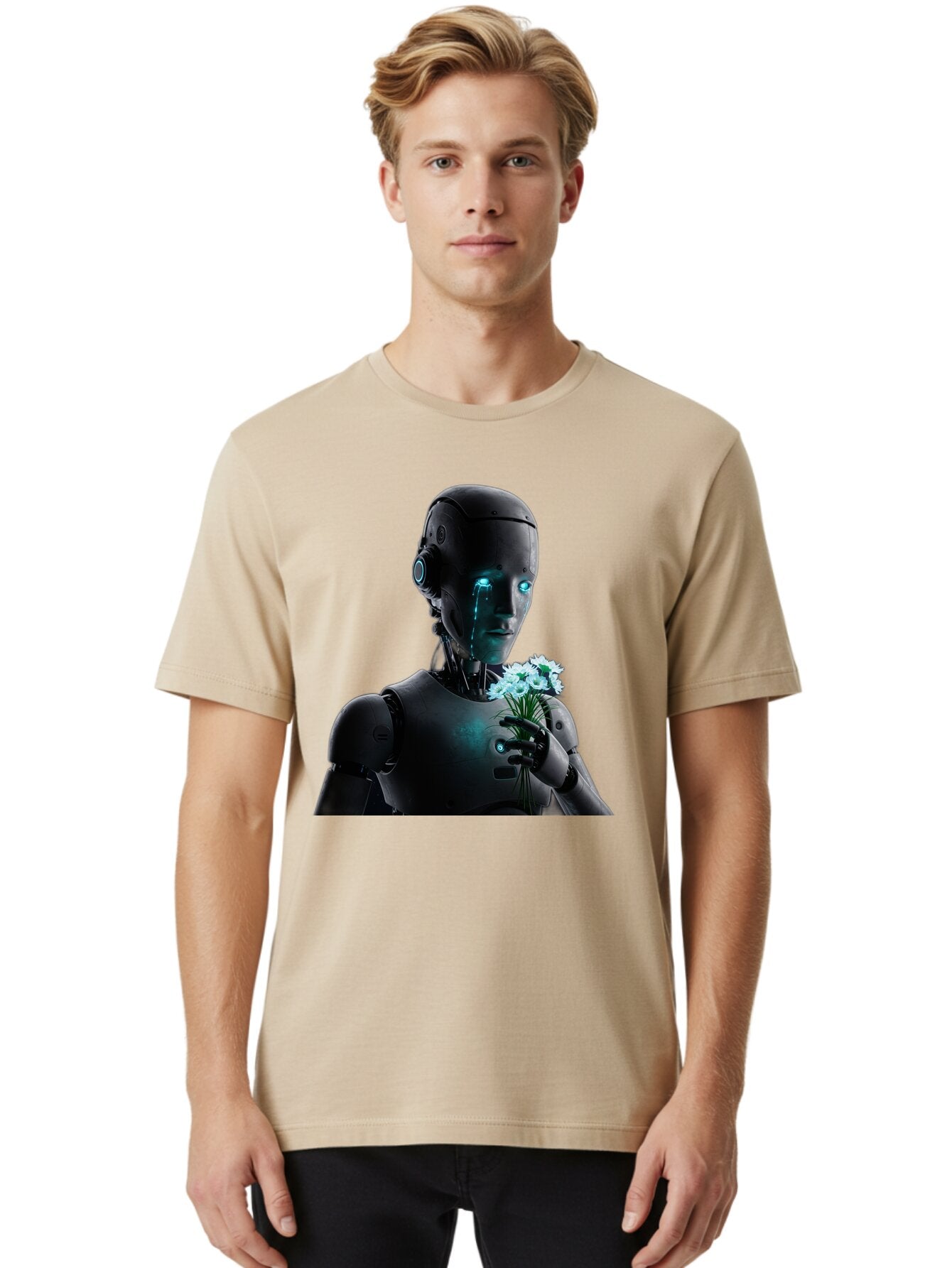 Robot-With-Flowers-3 Men'S Graphic Tee, 100% Cotton, Comfortable Casual Summer Wear, Machine Washable, Vintage Camera, Old Camera, Antique Camera, Black Camera, Classic Photography, Photography Equipment, Nostalgic Device, Film Camera, Bap956 21