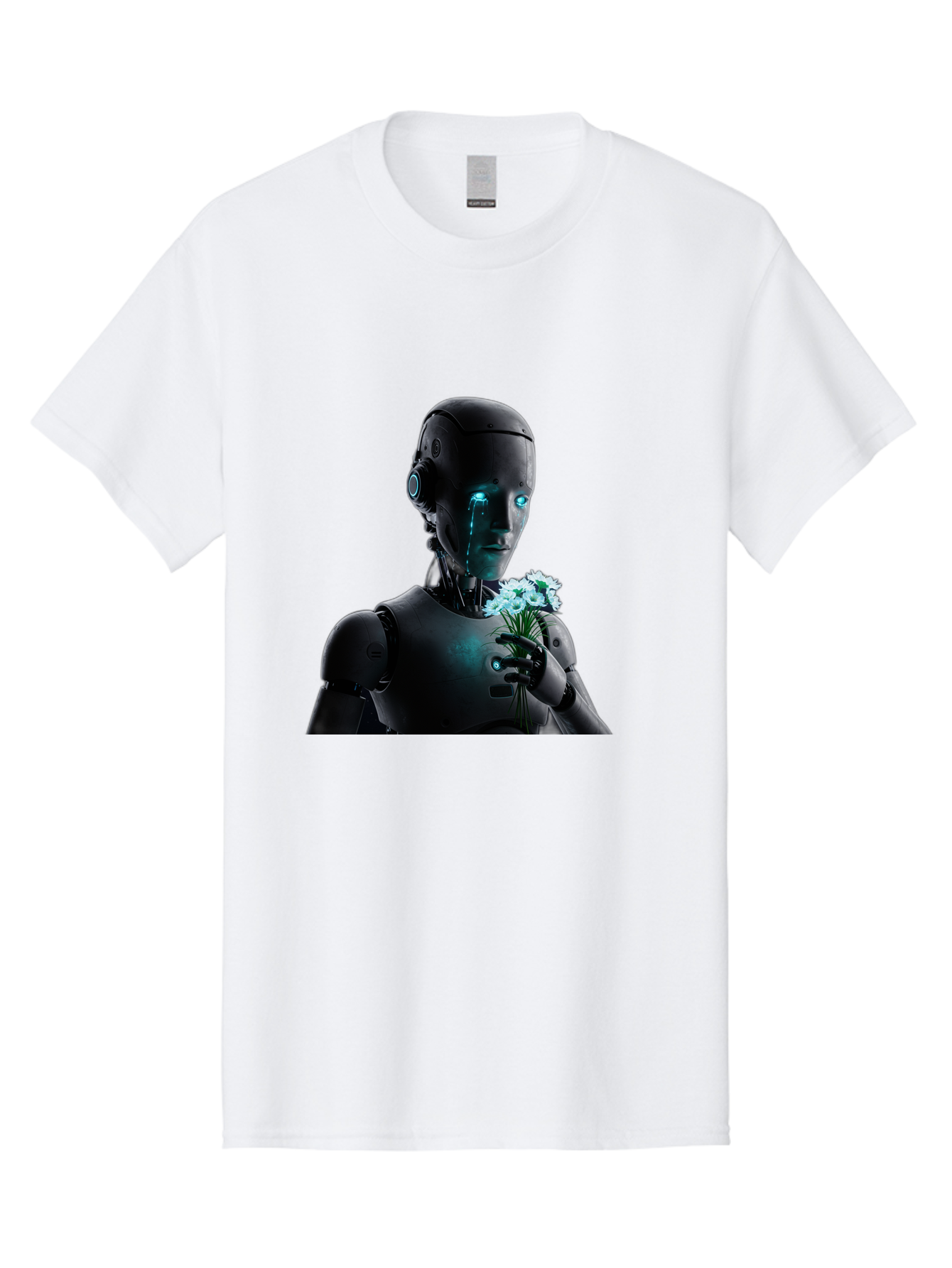 Robot-With-Flowers-3 Men'S Graphic Tee, 100% Cotton, Comfortable Casual Summer Wear, Machine Washable, Vintage Camera, Old Camera, Antique Camera, Black Camera, Classic Photography, Photography Equipment, Nostalgic Device, Film Camera, Bap956 6