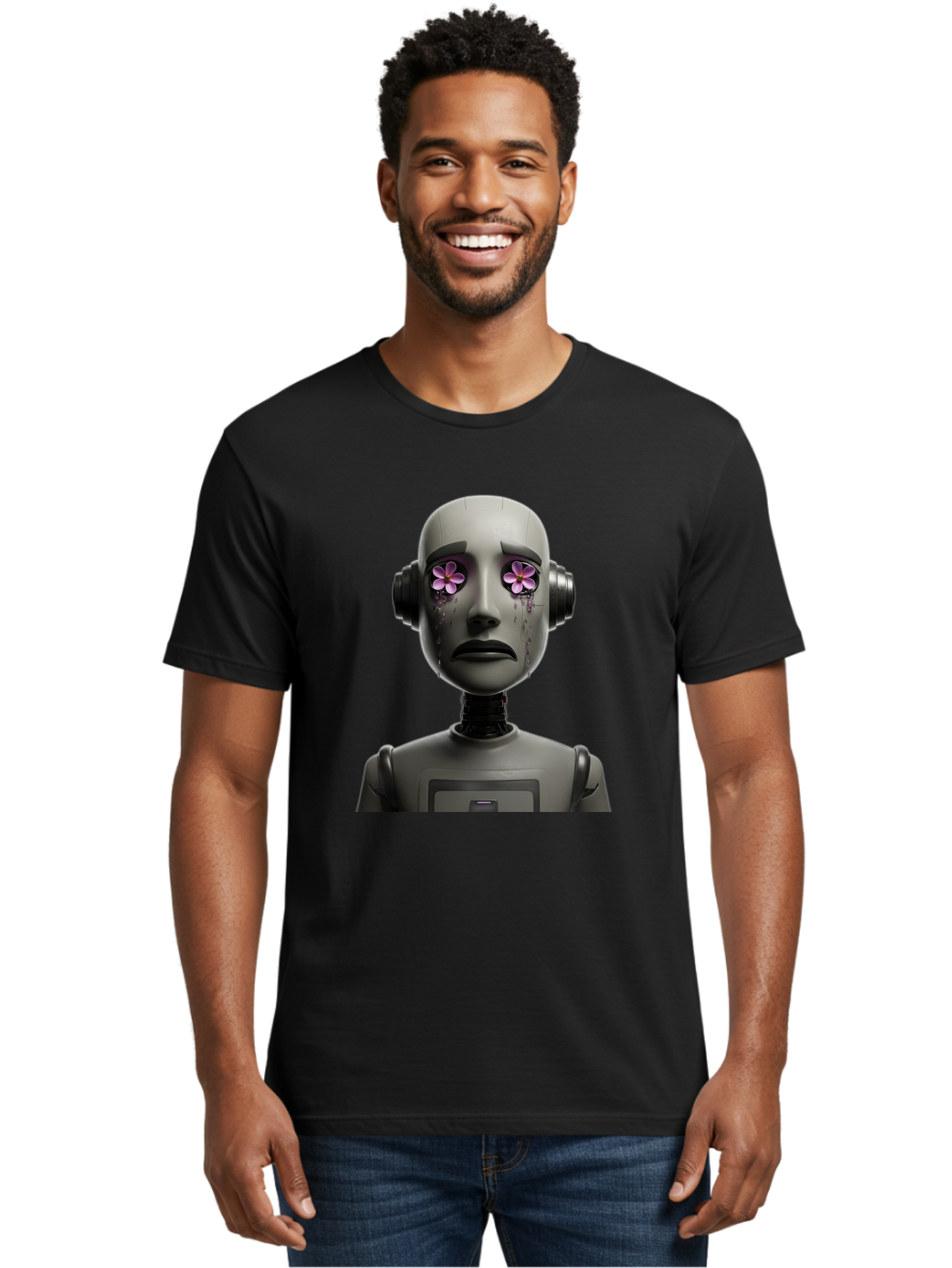 Robot-With-Flowers Men'S Graphic Tee, 100% Cotton, Comfortable Casual Summer Wear, Machine Washable, Vintage Camera, Old Camera, Antique Camera, Black Camera, Classic Photography, Photography Equipment, Nostalgic Device, Film Camera, Bap957 24