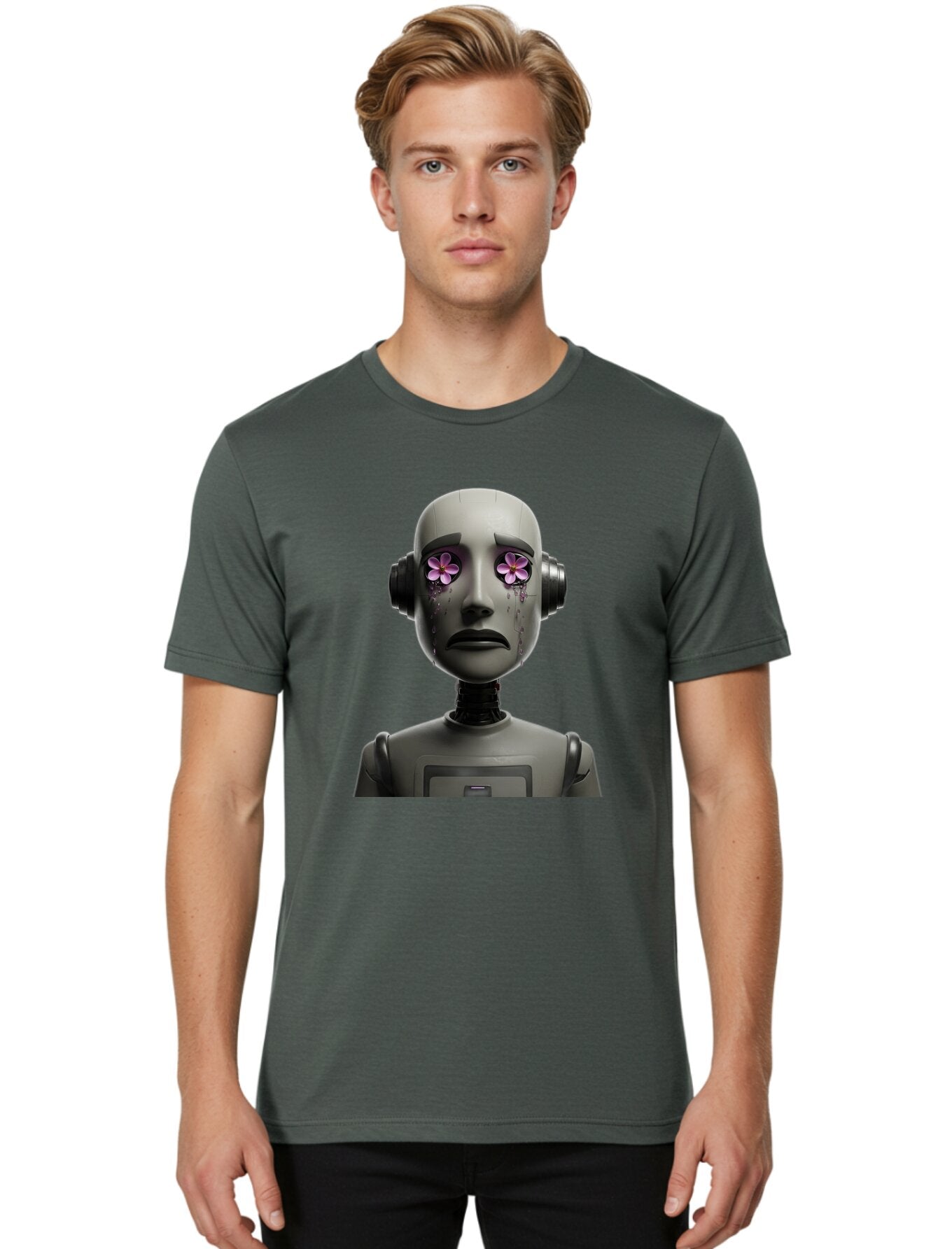 Robot-With-Flowers Men'S Graphic Tee, 100% Cotton, Comfortable Casual Summer Wear, Machine Washable, Vintage Camera, Old Camera, Antique Camera, Black Camera, Classic Photography, Photography Equipment, Nostalgic Device, Film Camera, Bap957 24