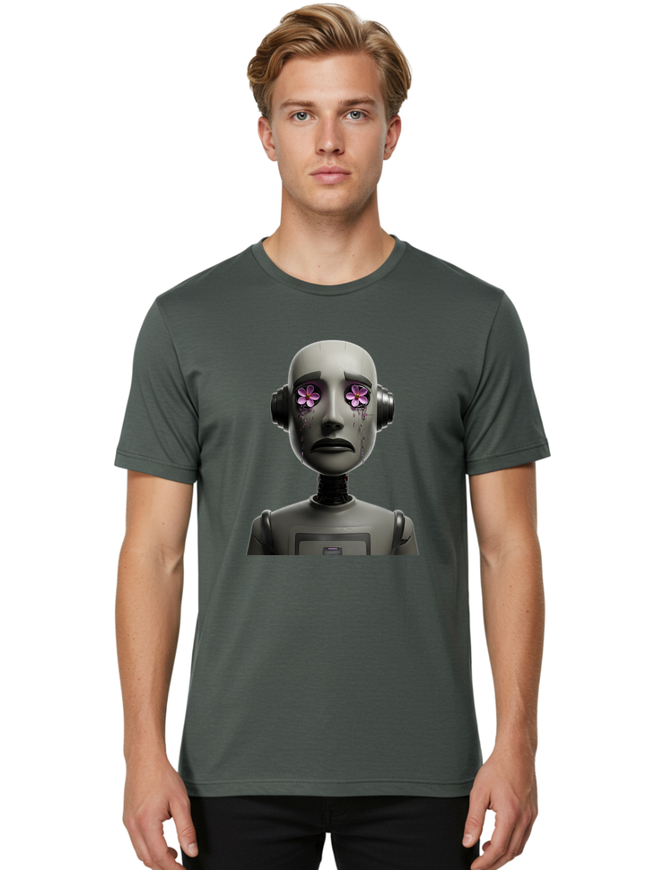 Robot-With-Flowers Men'S Graphic Tee, 100% Cotton, Comfortable Casual Summer Wear, Machine Washable, Vintage Camera, Old Camera, Antique Camera, Black Camera, Classic Photography, Photography Equipment, Nostalgic Device, Film Camera, Bap957 23