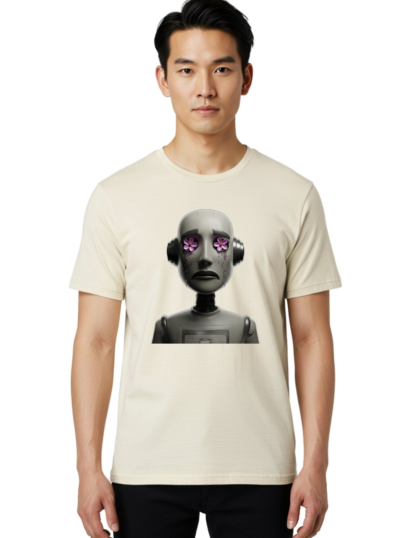 Robot-With-Flowers Men'S Graphic Tee, 100% Cotton, Comfortable Casual Summer Wear, Machine Washable, Vintage Camera, Old Camera, Antique Camera, Black Camera, Classic Photography, Photography Equipment, Nostalgic Device, Film Camera, Bap957 16