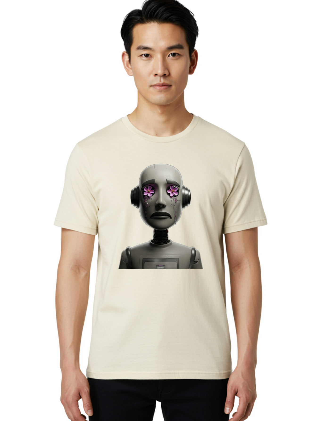 Robot-With-Flowers Men'S Graphic Tee, 100% Cotton, Comfortable Casual Summer Wear, Machine Washable, Vintage Camera, Old Camera, Antique Camera, Black Camera, Classic Photography, Photography Equipment, Nostalgic Device, Film Camera, Bap957 16