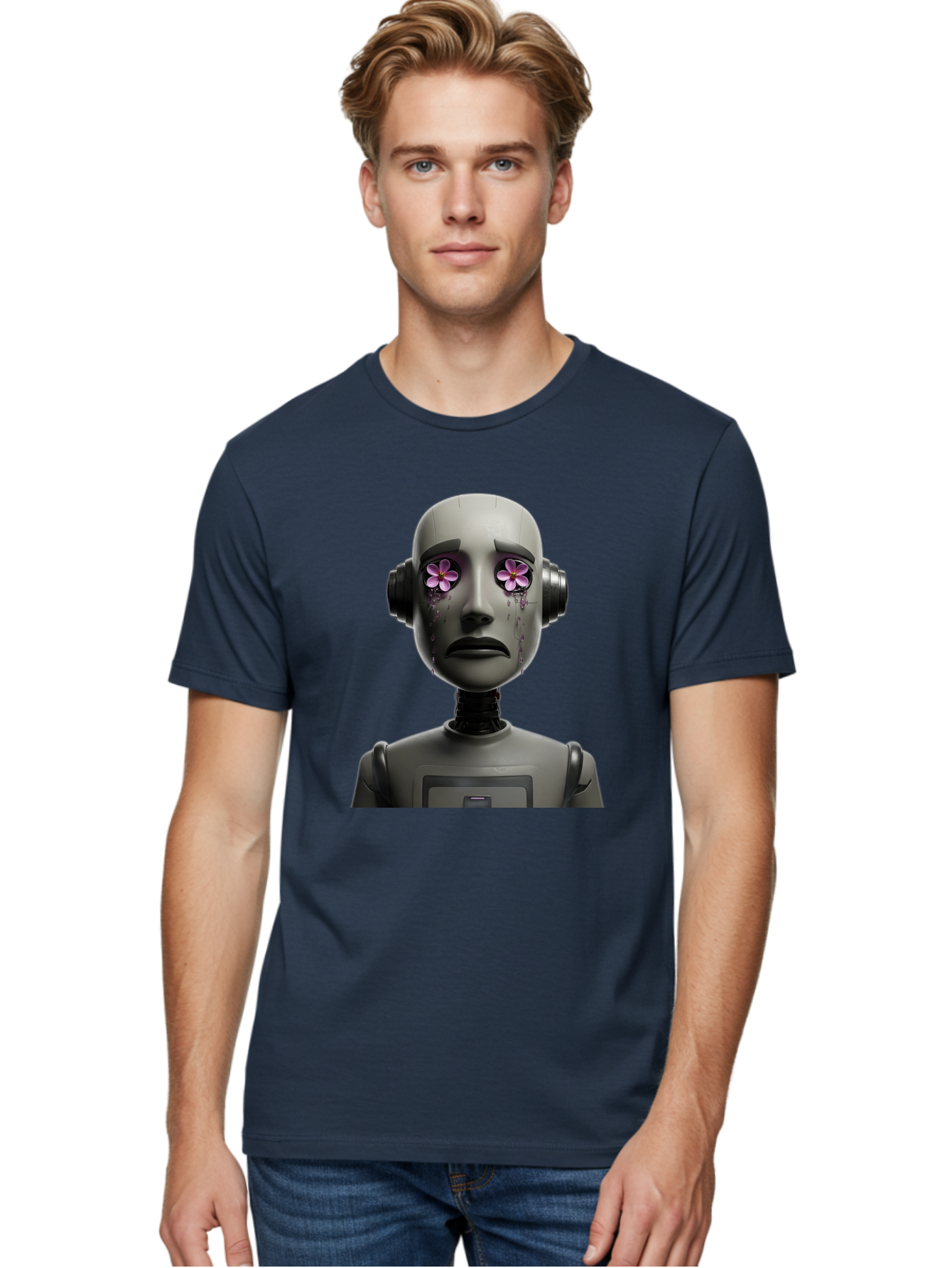 Robot-With-Flowers Men'S Graphic Tee, 100% Cotton, Comfortable Casual Summer Wear, Machine Washable, Vintage Camera, Old Camera, Antique Camera, Black Camera, Classic Photography, Photography Equipment, Nostalgic Device, Film Camera, Bap957 25