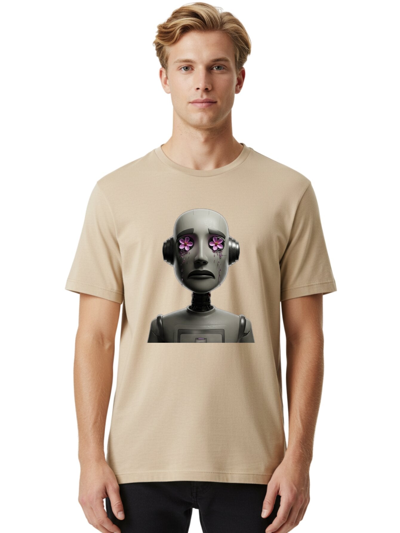 Robot-With-Flowers Men'S Graphic Tee, 100% Cotton, Comfortable Casual Summer Wear, Machine Washable, Vintage Camera, Old Camera, Antique Camera, Black Camera, Classic Photography, Photography Equipment, Nostalgic Device, Film Camera, Bap957 17