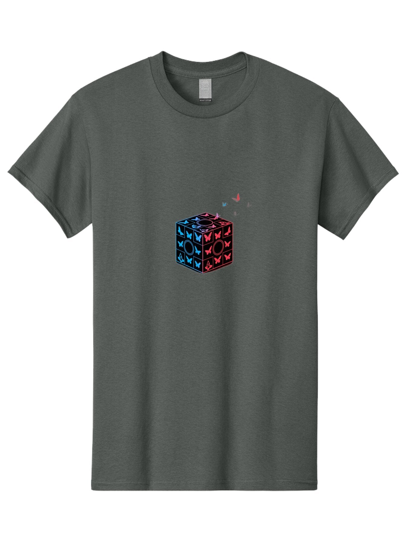 Rubik-S-Cube-With-Butterflies Men'S Graphic Tee, 100% Cotton, Comfortable Casual Summer Wear, Machine Washable, Vintage Camera, Old Camera, Antique Camera, Black Camera, Classic Photography, Photography Equipment, Nostalgic Device, Bap960 10