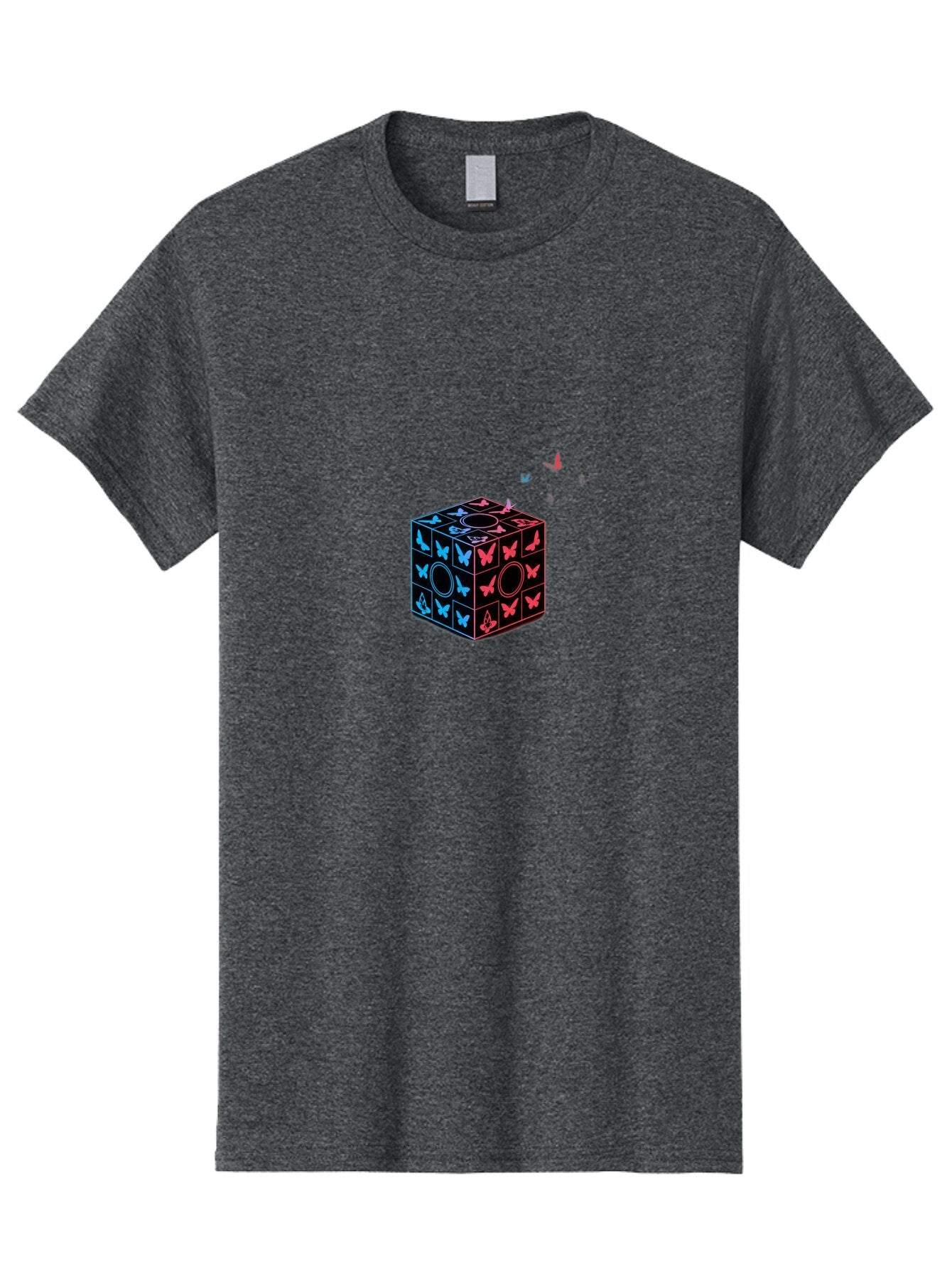 Rubik-S-Cube-With-Butterflies Men'S Graphic Tee, 100% Cotton, Comfortable Casual Summer Wear, Machine Washable, Vintage Camera, Old Camera, Antique Camera, Black Camera, Classic Photography, Photography Equipment, Nostalgic Device, Bap960 4