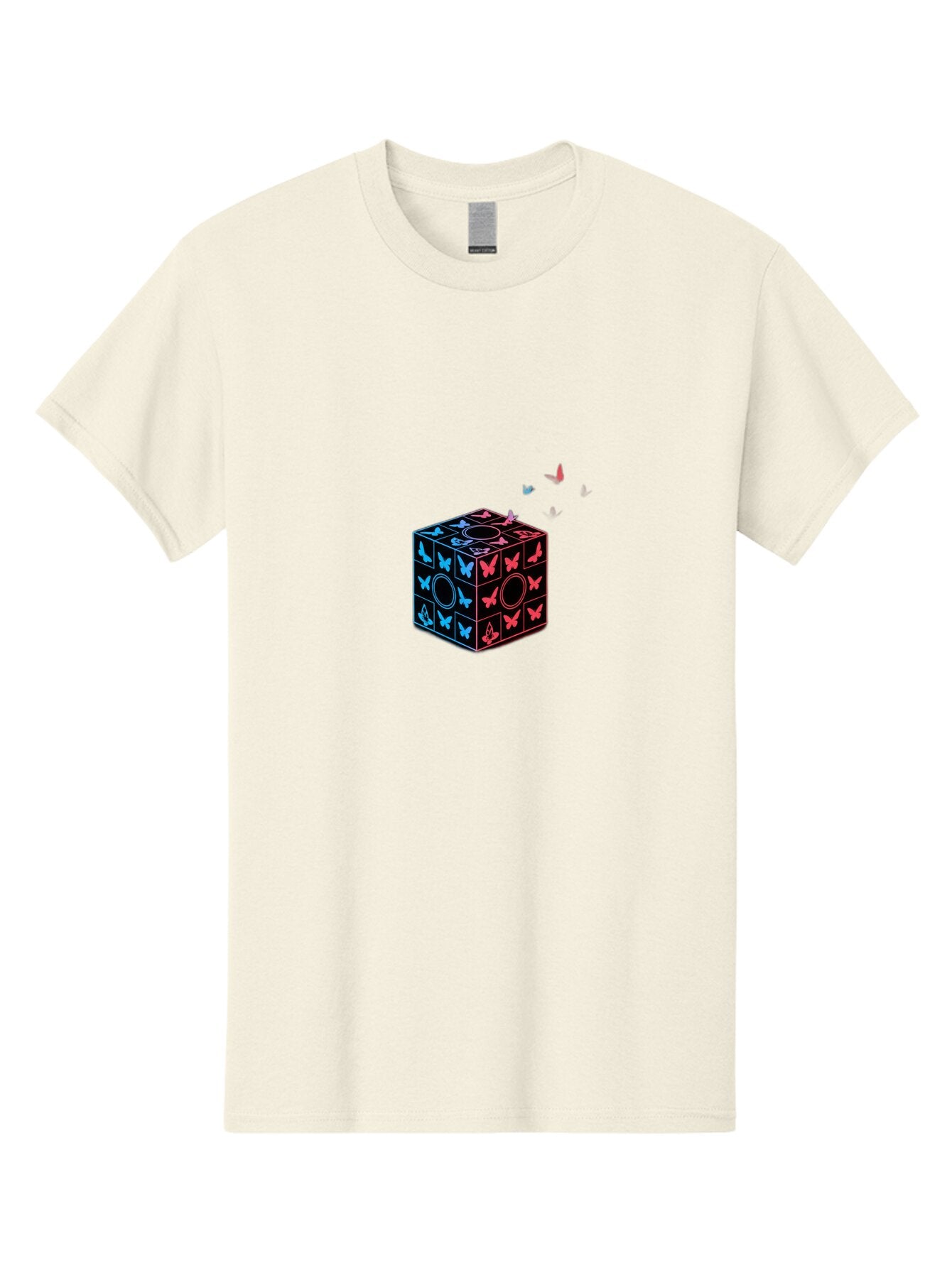 Rubik-S-Cube-With-Butterflies Men'S Graphic Tee, 100% Cotton, Comfortable Casual Summer Wear, Machine Washable, Vintage Camera, Old Camera, Antique Camera, Black Camera, Classic Photography, Photography Equipment, Nostalgic Device, Bap960 12