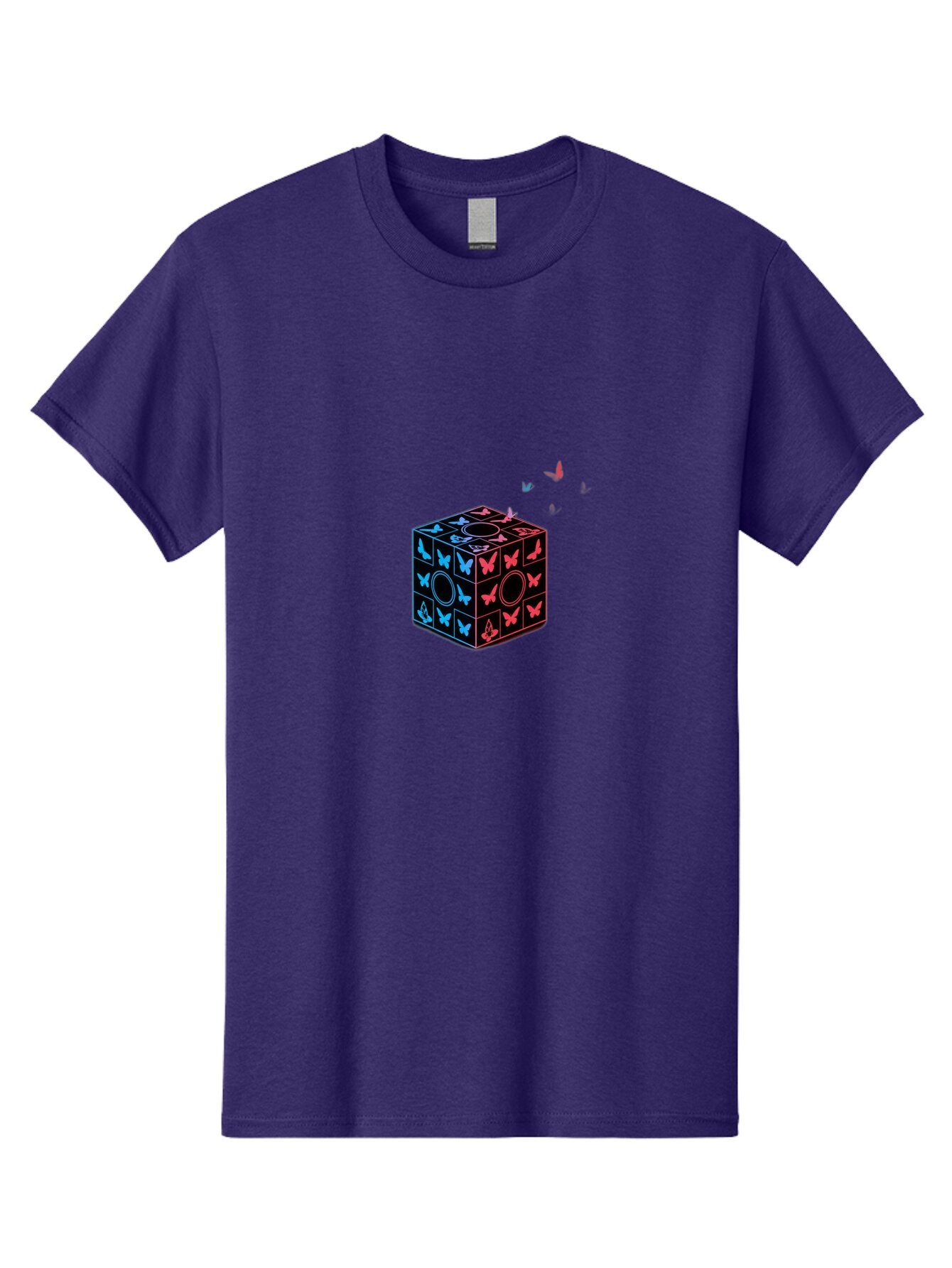 Rubik-S-Cube-With-Butterflies Men'S Graphic Tee, 100% Cotton, Comfortable Casual Summer Wear, Machine Washable, Vintage Camera, Old Camera, Antique Camera, Black Camera, Classic Photography, Photography Equipment, Nostalgic Device, Bap960 8