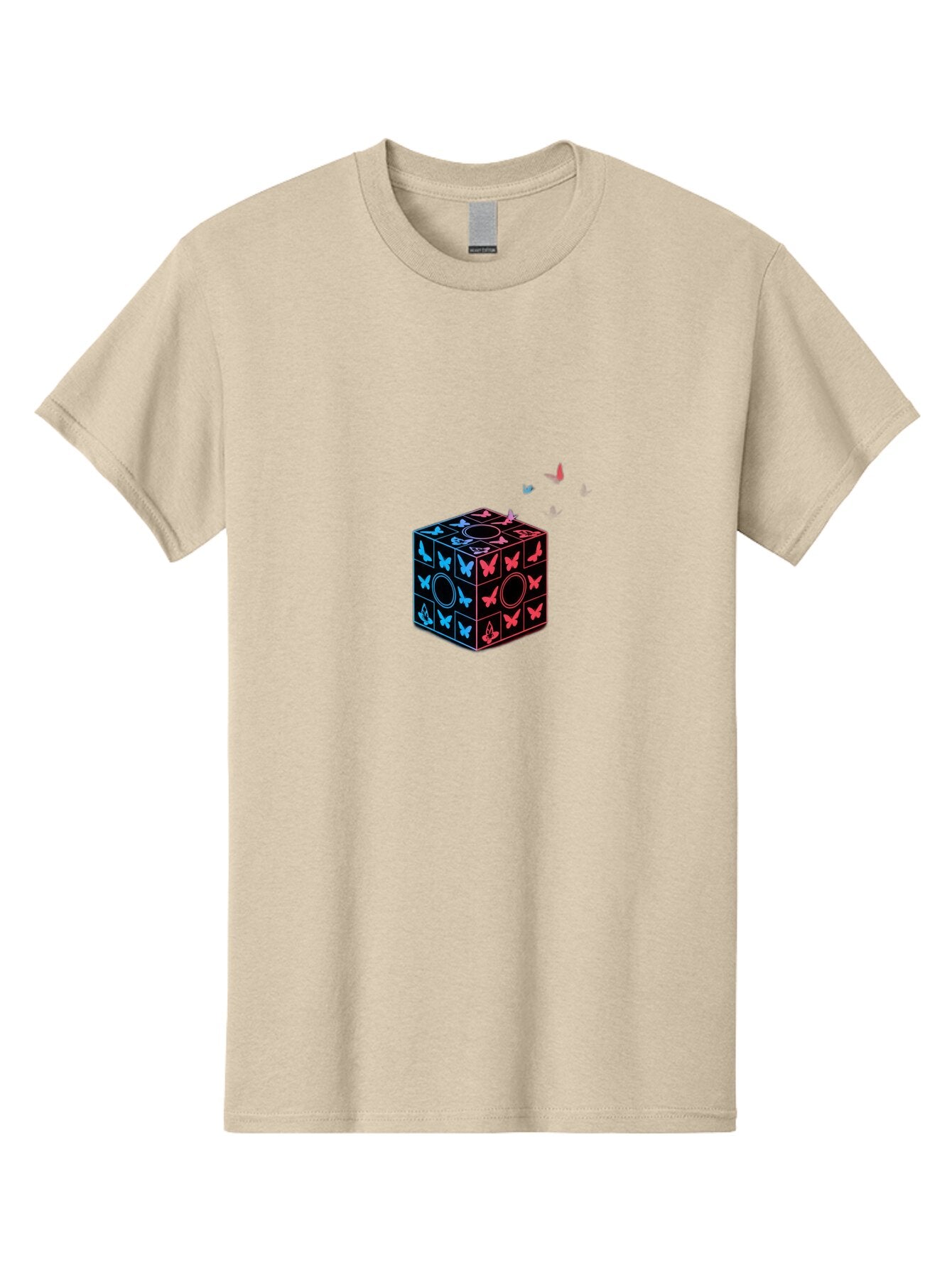 Rubik-S-Cube-With-Butterflies Men'S Graphic Tee, 100% Cotton, Comfortable Casual Summer Wear, Machine Washable, Vintage Camera, Old Camera, Antique Camera, Black Camera, Classic Photography, Photography Equipment, Nostalgic Device, Bap960 5